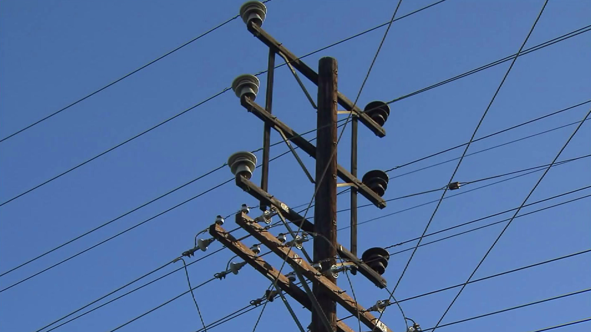 A power pole is seen in a file photo. (Credit: KTLA)