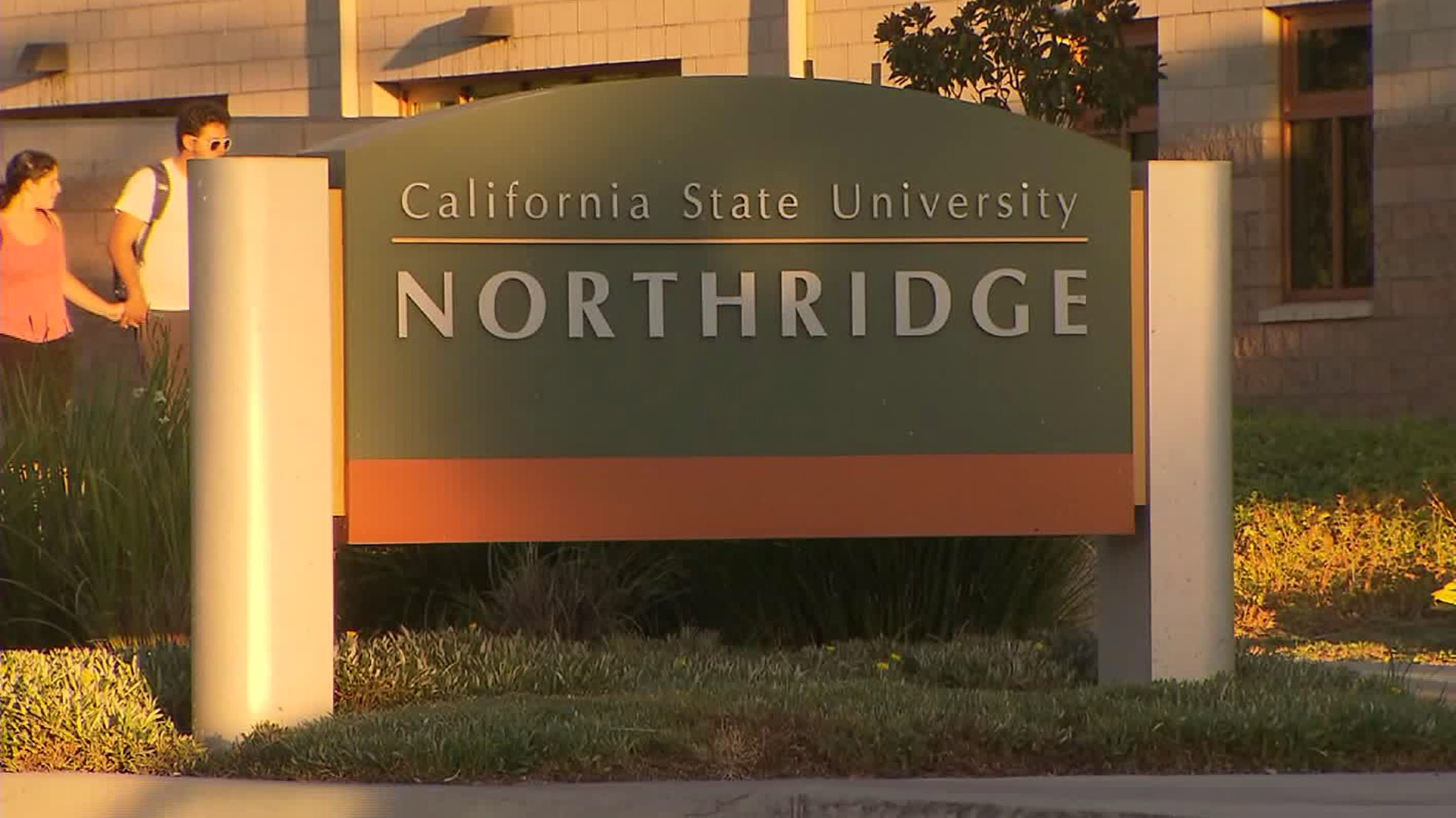 File photo of a sign at Cal State Northridge. (Credit: KTLA)