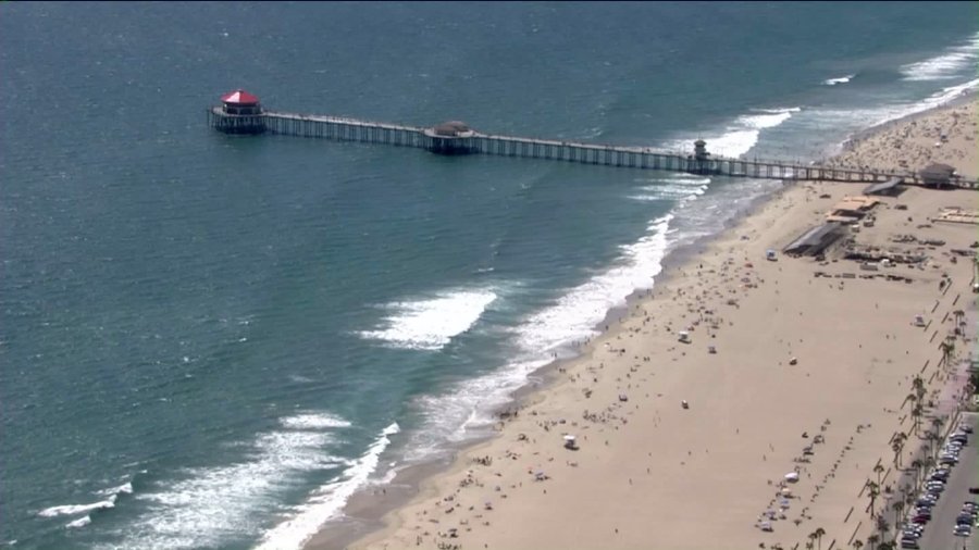 The Huntington Beach is seen off the coast of Huntington Beach on Friday, July 10, 2015. (Credit: KTLA)