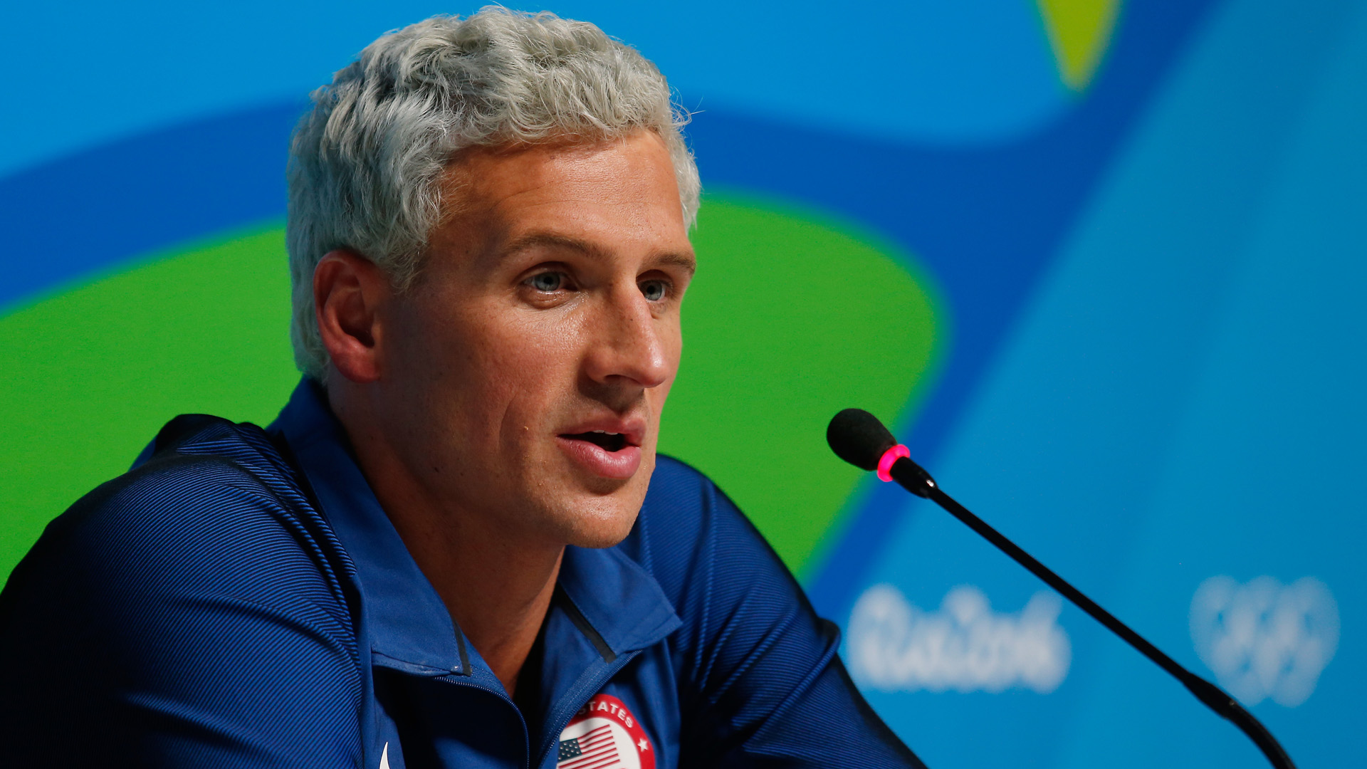 Ryan Lochte of the United States attends a press conference on Day 7 of the Rio Olympics on Aug. 12, 2016. (Credit: Matt Hazlett/Getty Images)