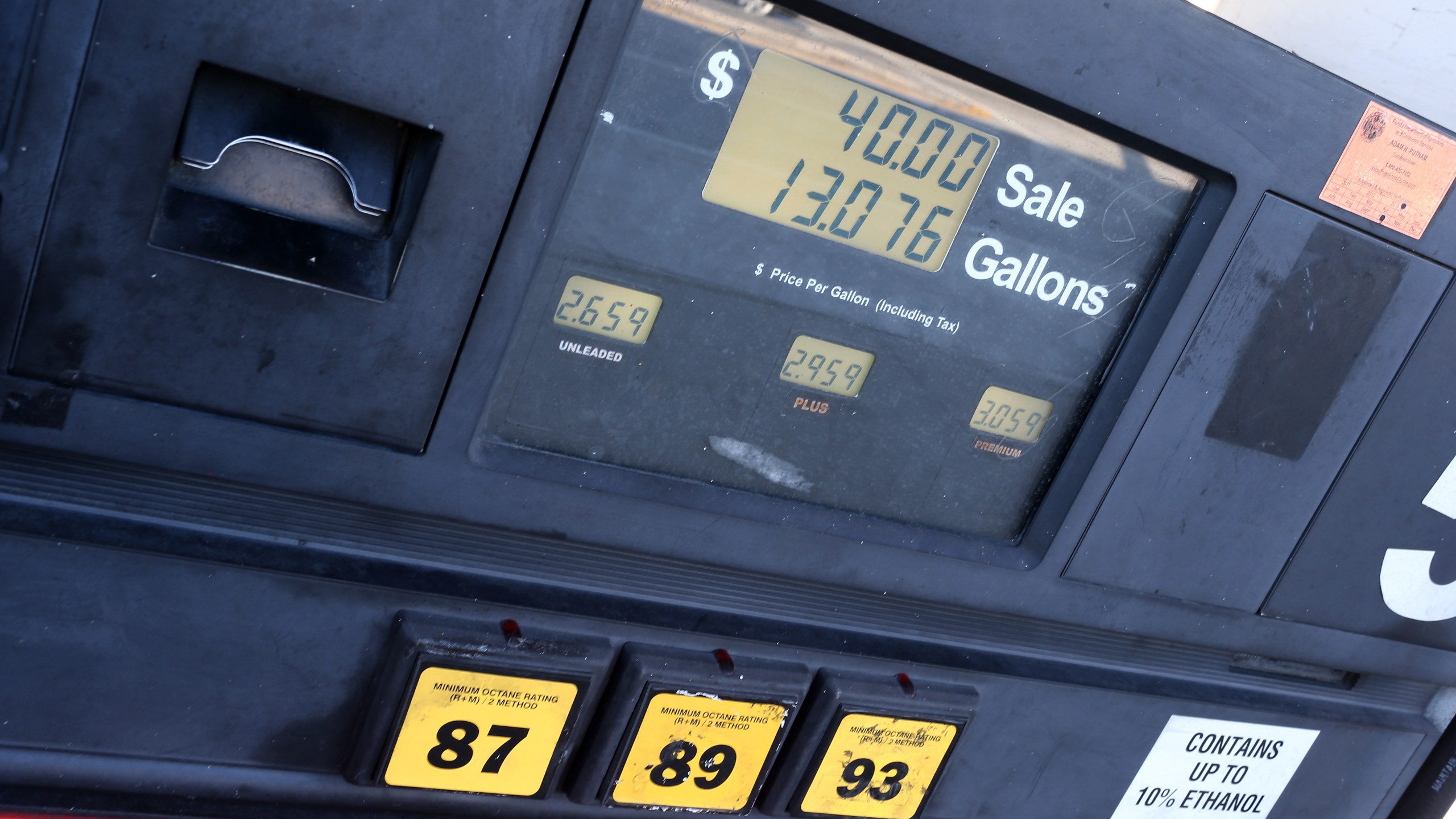 The pump displays the price of gas at the U-gas station on Dec. 8, 2014 in Miami, Florida. (Credit: Joe Raedle/Getty Images)