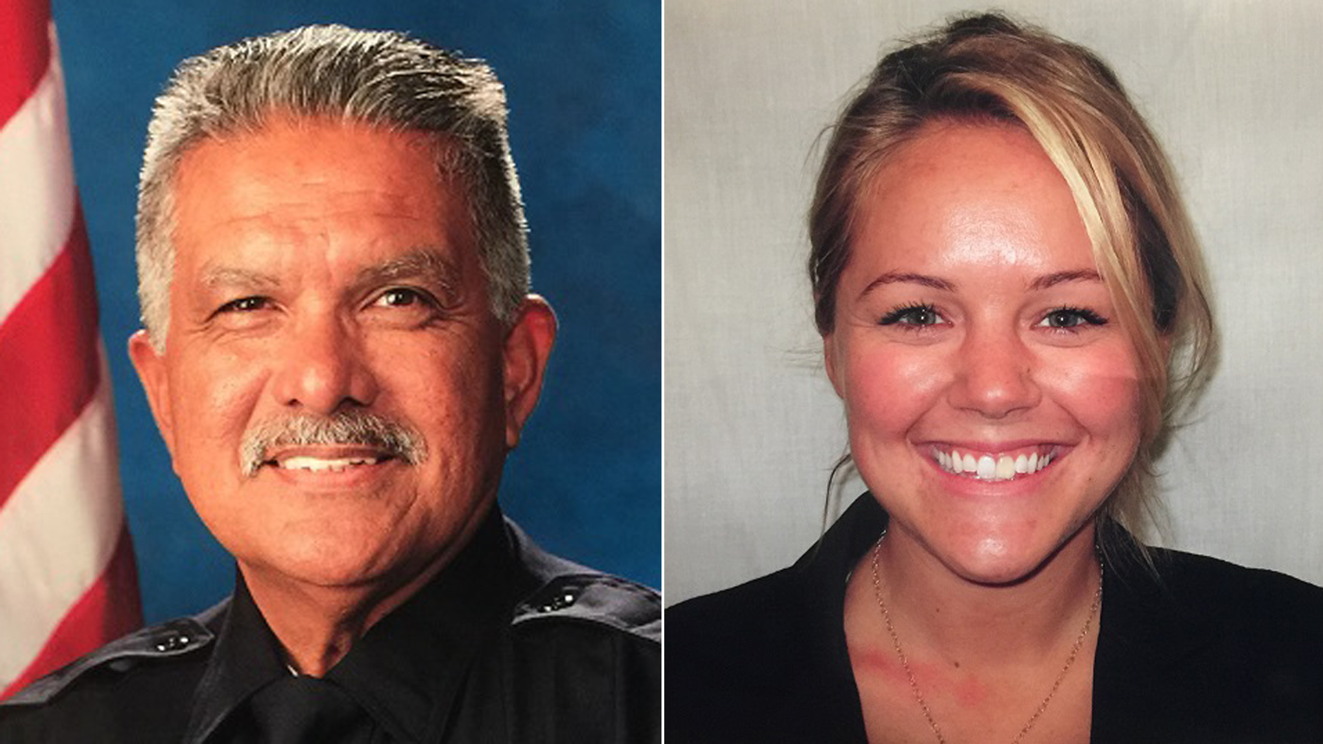 Photos of slain officers Jose Gilbert Vega, left, and Lesley Zerebny were released by the Palm Springs Police Department on Oct. 8, 2016.