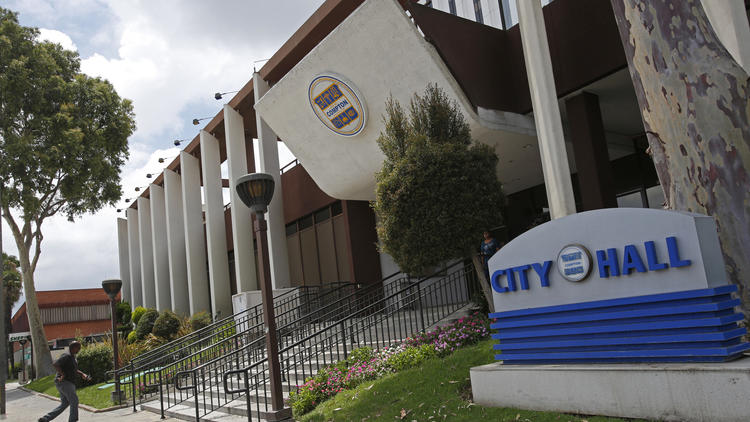 Compton City Hall is shown on July 22, 2015. (Credit: Anne Cusack/ Los Angeles Times)