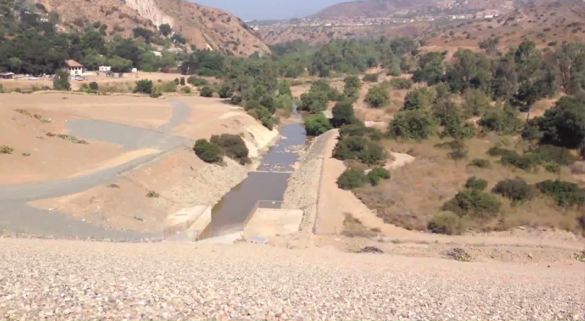 Villa Park Dam in shown in a photo provided by Orange County Public Works officials on Aug. 9, 2017.