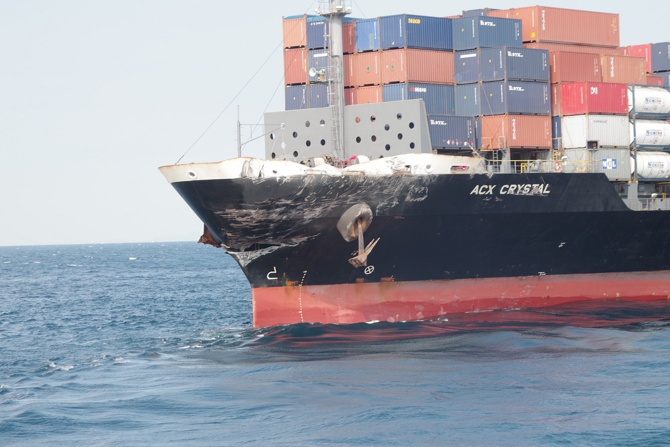 The USS Fitzgerald suffered damage to its starboard side above and below the waterline after it collided with a merchant ship off the coast of Japan. (Credit: Japanese Coast Guard)