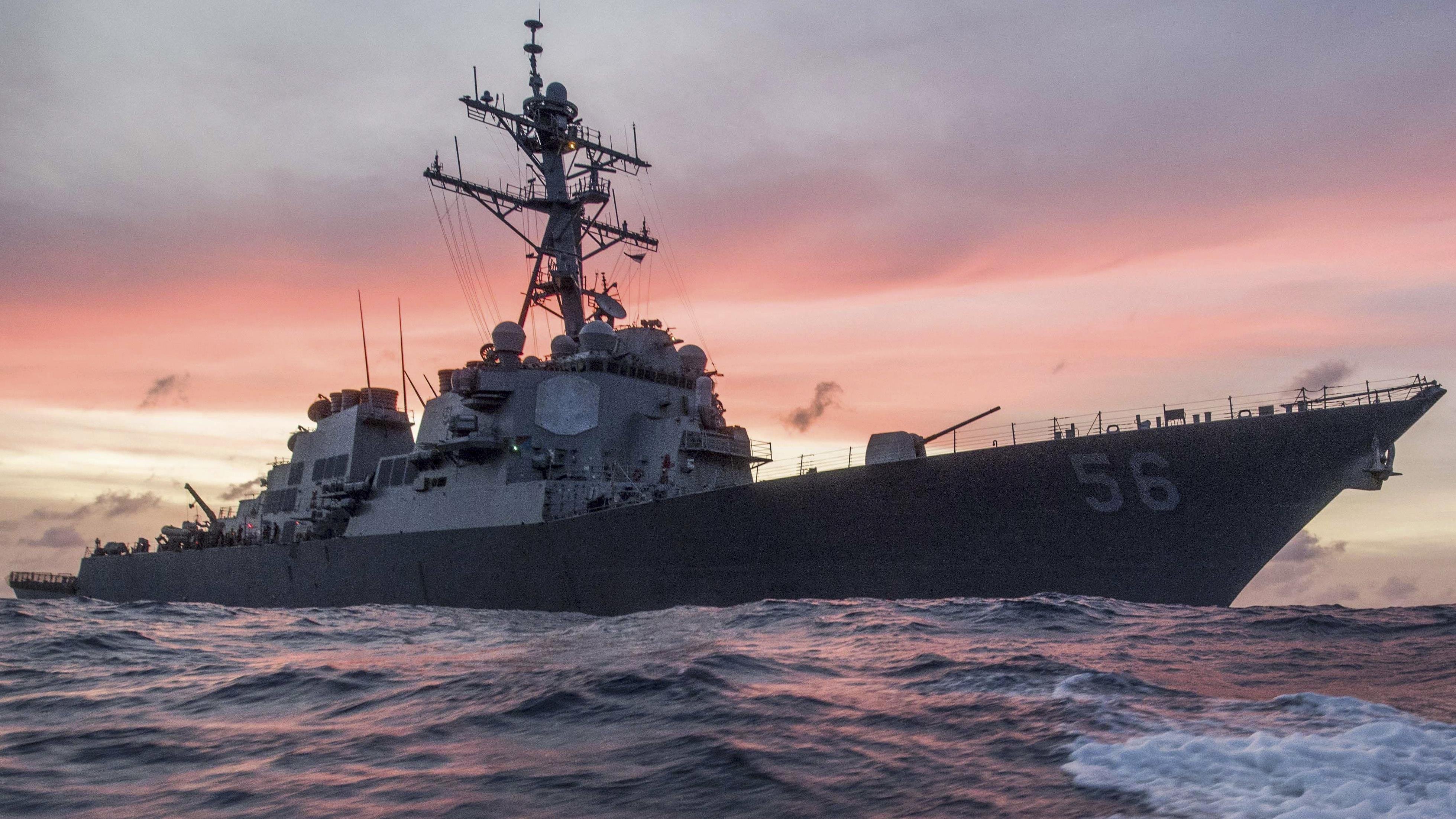 The USS John S. McCain conducts a patrol in the South China Sea, Jan. 22, 2017. (Credit: CNN/Petty Officer 3rd Class James Vazquez)