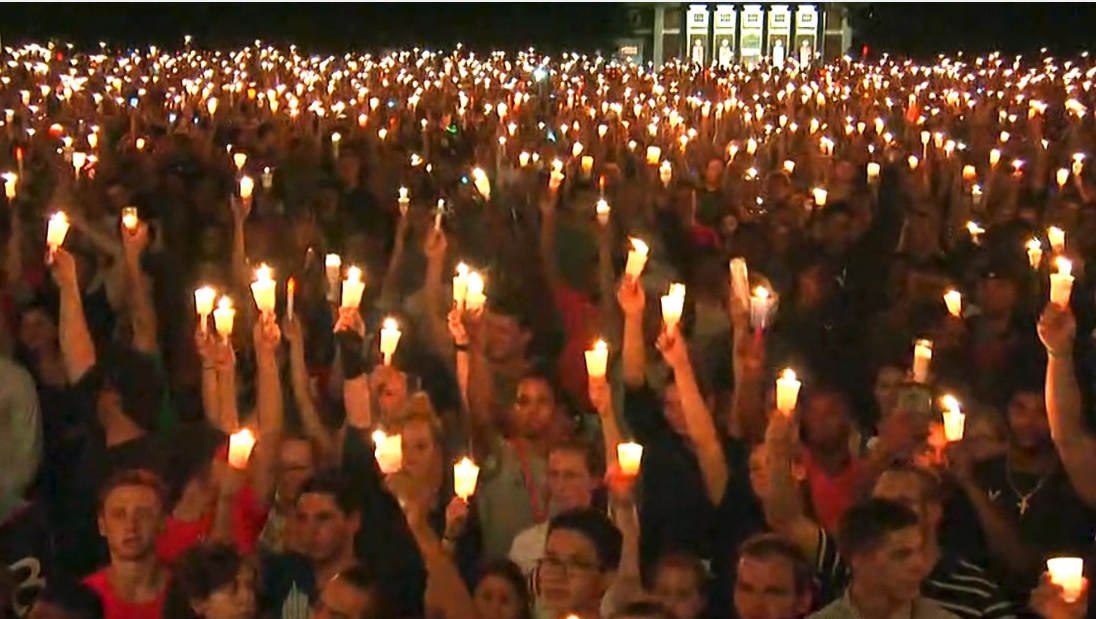 Thousands gathered in Charlottesville for a vigil on Aug. 16, 2017. (Credit: CNN)