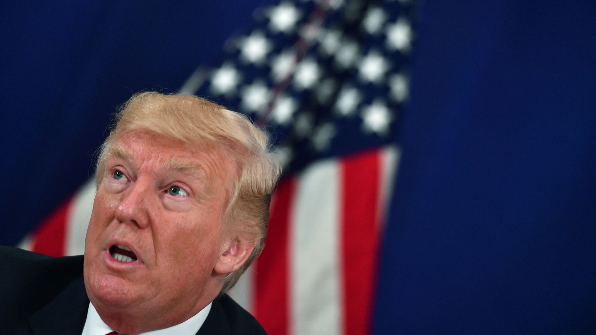 President Donald Trump speaks during a security briefing on Aug. 10, 2017, at his Bedminster National Golf Club in New Jersey. (Credit: AFP Photo/ Nicholas Kamm/ Getty Images)