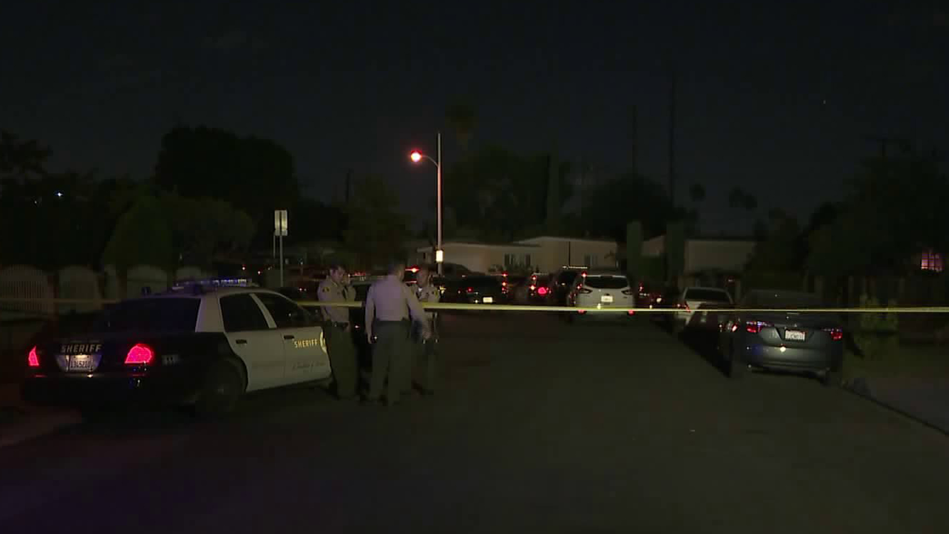 L.A. County Sheriff's deputies at the scene of a fatal deputy-involved shooting Monday night. (Credit: KTLA)