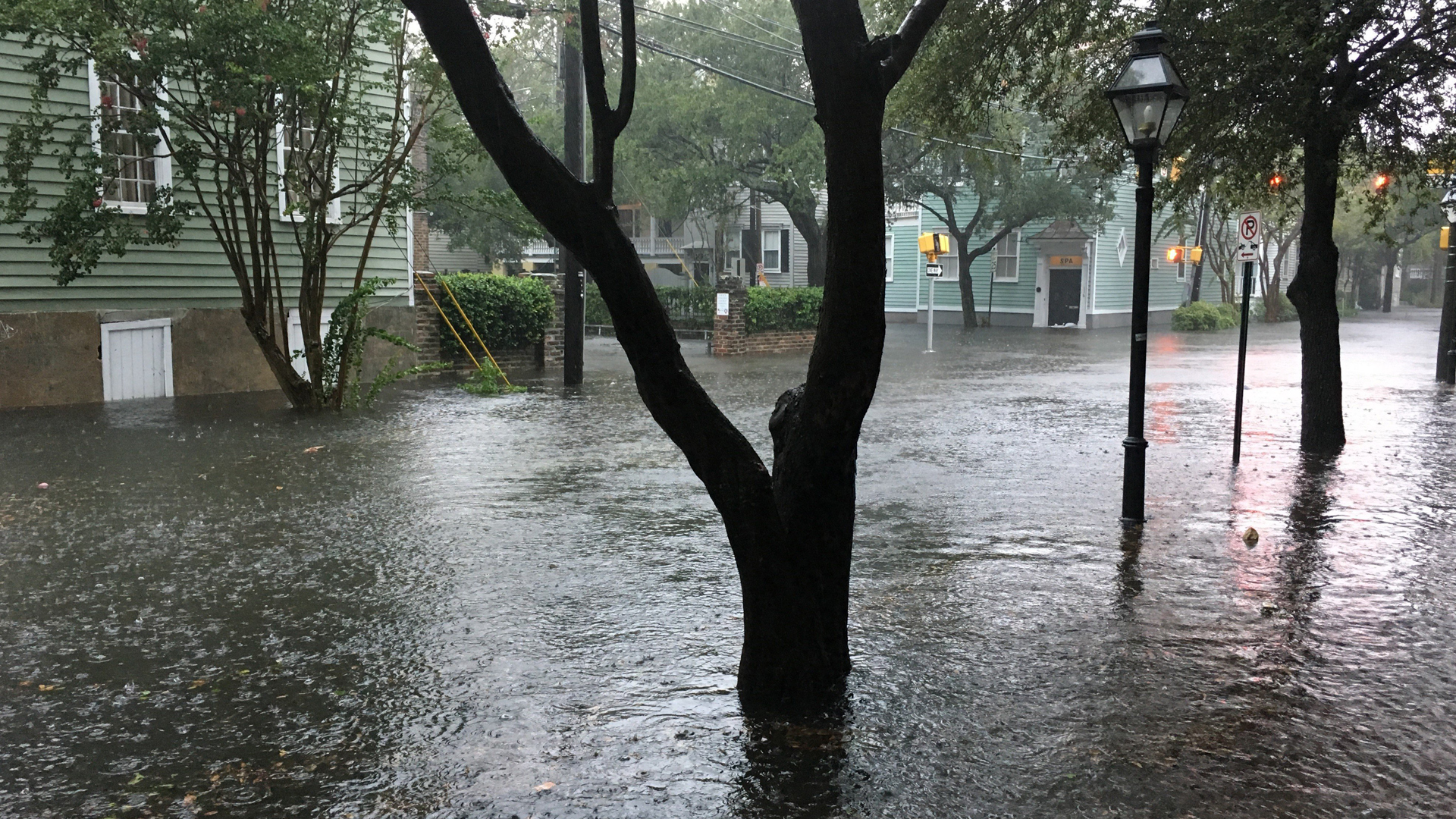 Irma has caused streets to flood in downtown Charleston, South Carolina. (Credit: Elly Craver via CNN)