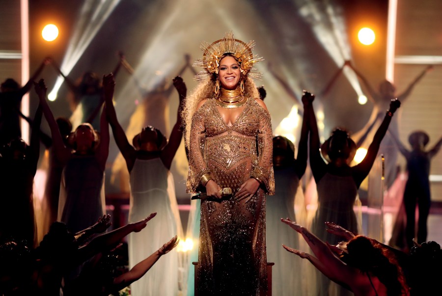 Beyonce performs at the 59th Grammy Awards at the Staples Center on Feb. 12, 2017. (Credit: Christopher Polk / Getty Images)