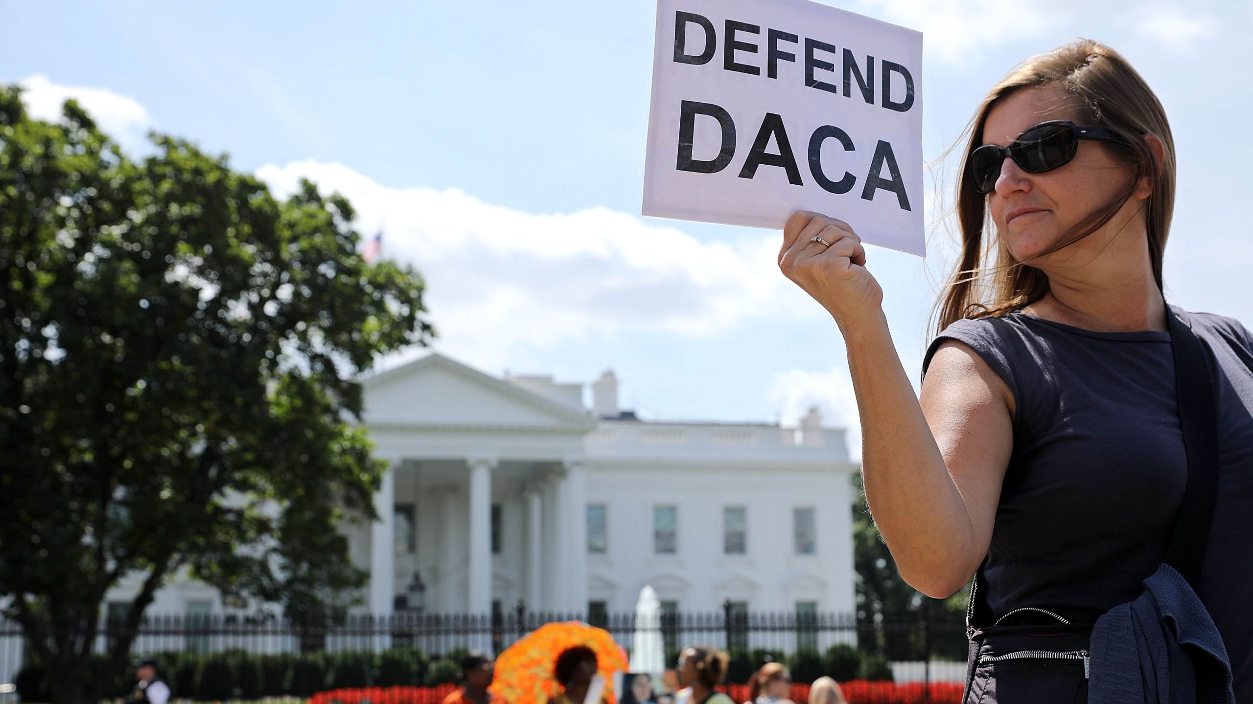 Protestors rally against the end of DACA, outside the White House, on Aug. 30, 2017. (Credit: Chip Somodevilla/Getty Images)