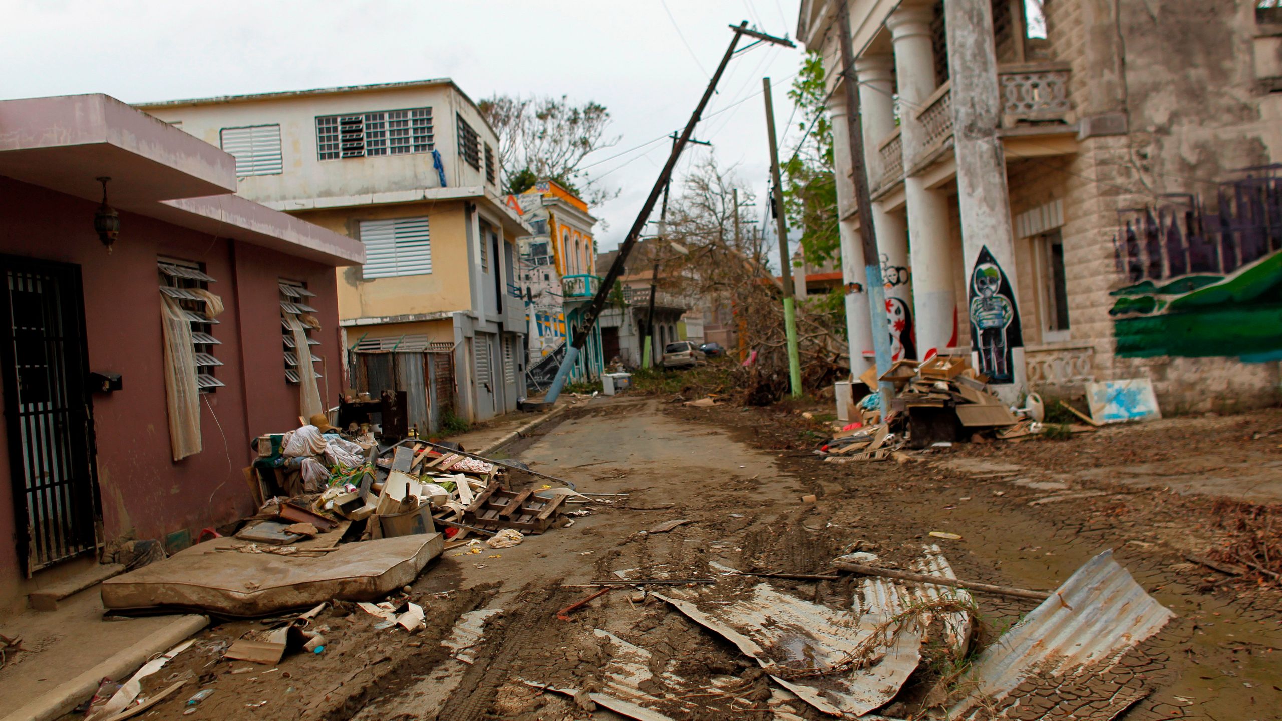 A street is left covered in debris in the aftermath of Hurricane Maria, in Arecibo, Puerto Rico, on Sept. 30, 2017.(Credit: Ricardo Arduengo/AFP/Getty Images)