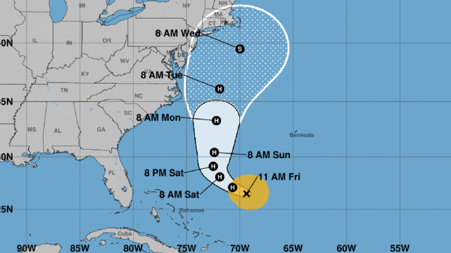 NOAA released this forecast on Sept. 15, 2017, of Tropical Storm Jose, which is expected strengthen into a hurricane again.