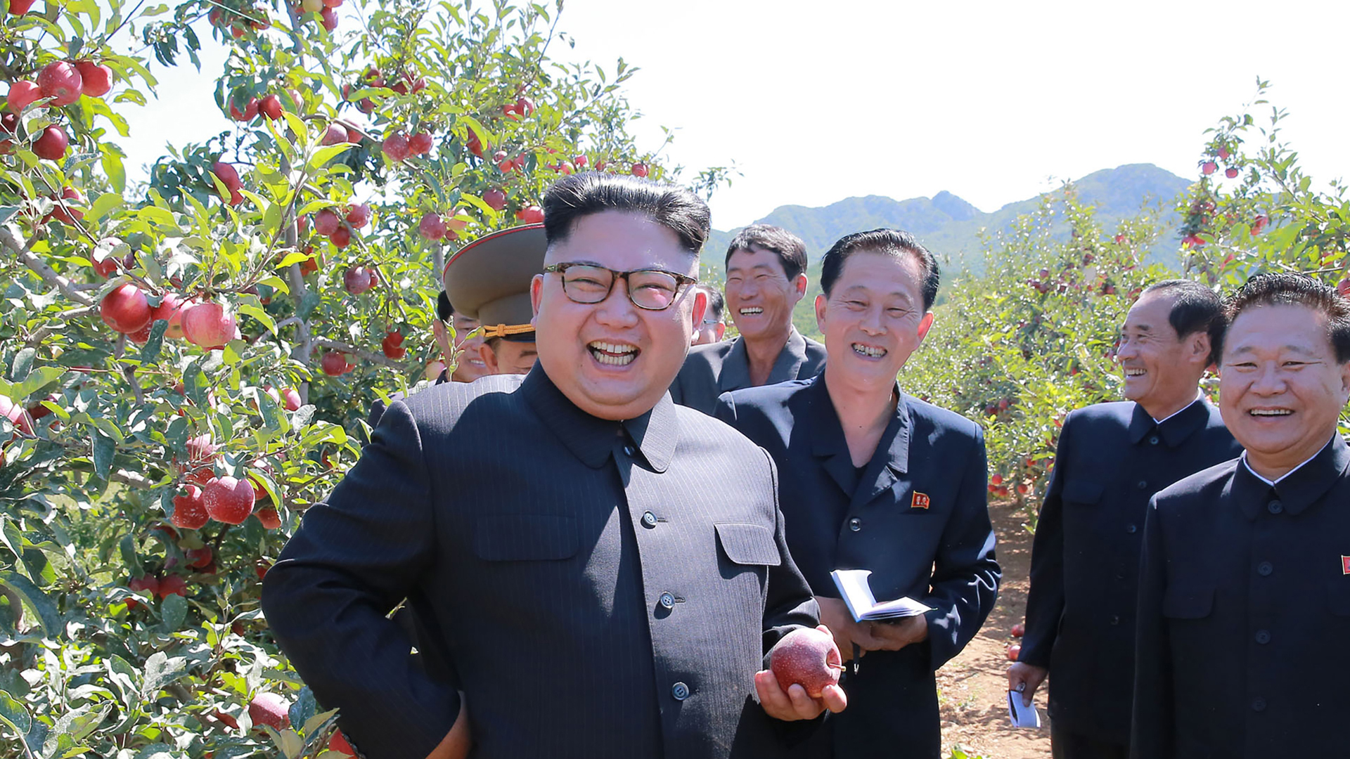 This undated picture released by North Korea's state-run news on Sept. 21, 2017 shows dictator Kim Jong-Un visiting a fruit farm. (Credit: STR/AFP/Getty Images)