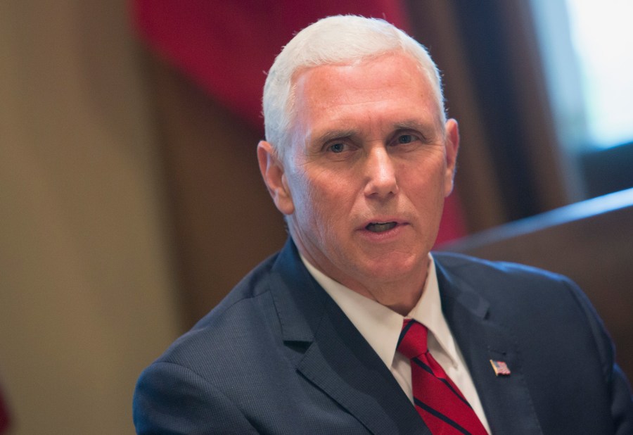 Vice President Mike Pence speaks to the media during a meeting at the White House September 7, 2017 in Washington, DC. (Credit: Chris Kleponis-Pool/Getty Images)