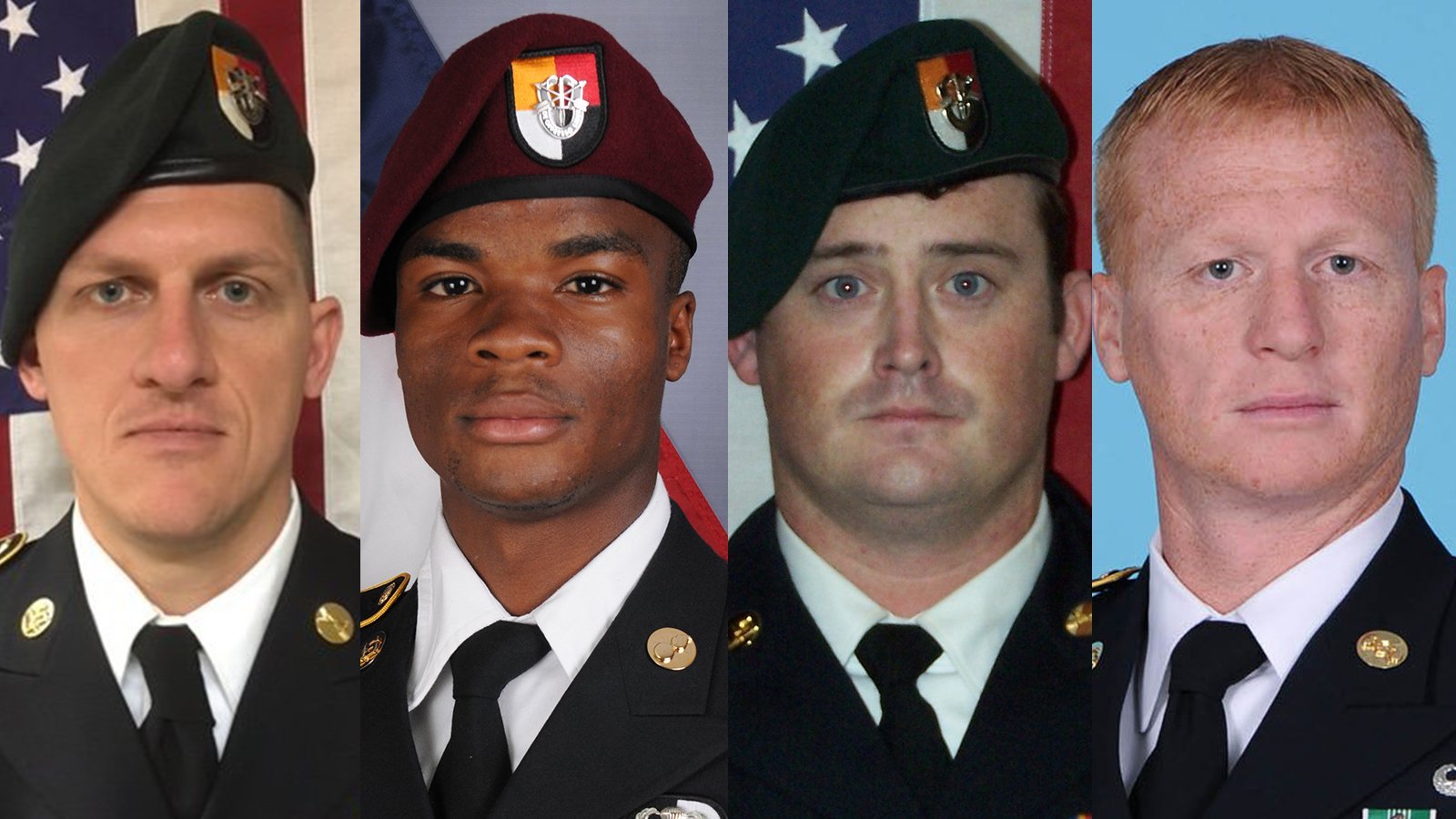 From left: Staff Sgt. Bryan C. Black, Sgt. La David Johnson, Staff Sgt. Dustin M. Wright and Staff Sgt. Jeremiah W. Johnson are shown in photos released by the U.S. Defense Department.