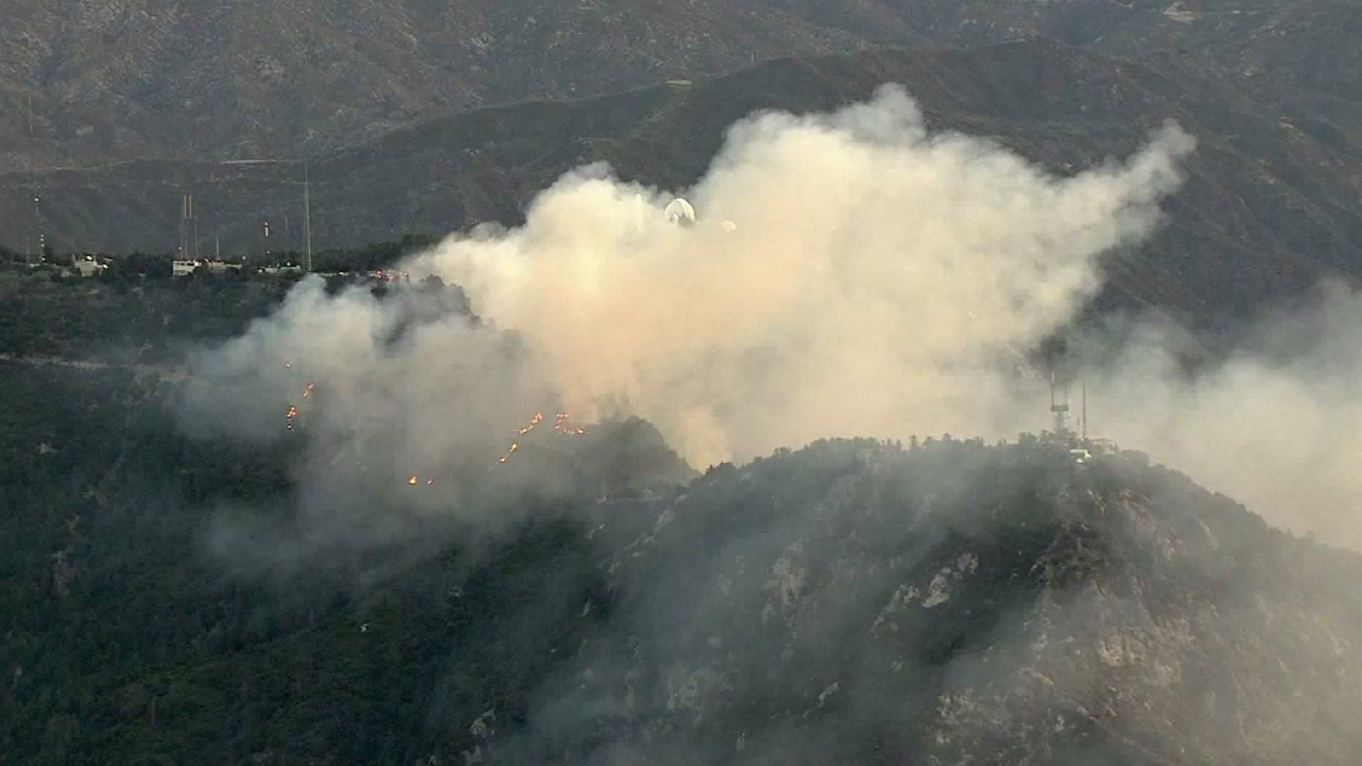 The Wilson Fire, which broke out Oct. 17, 2017, is seen. (Credit: KTLA)