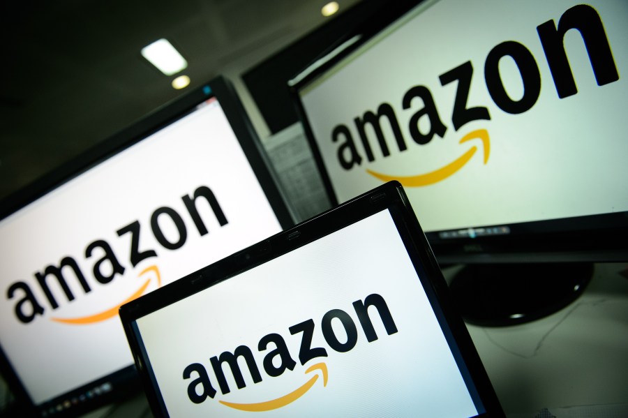 A picture shows the logo of the online retailer Amazon dispalyed on computer screens in London on December 11, 2014. (Credit: LEON NEAL/AFP/Getty Images)