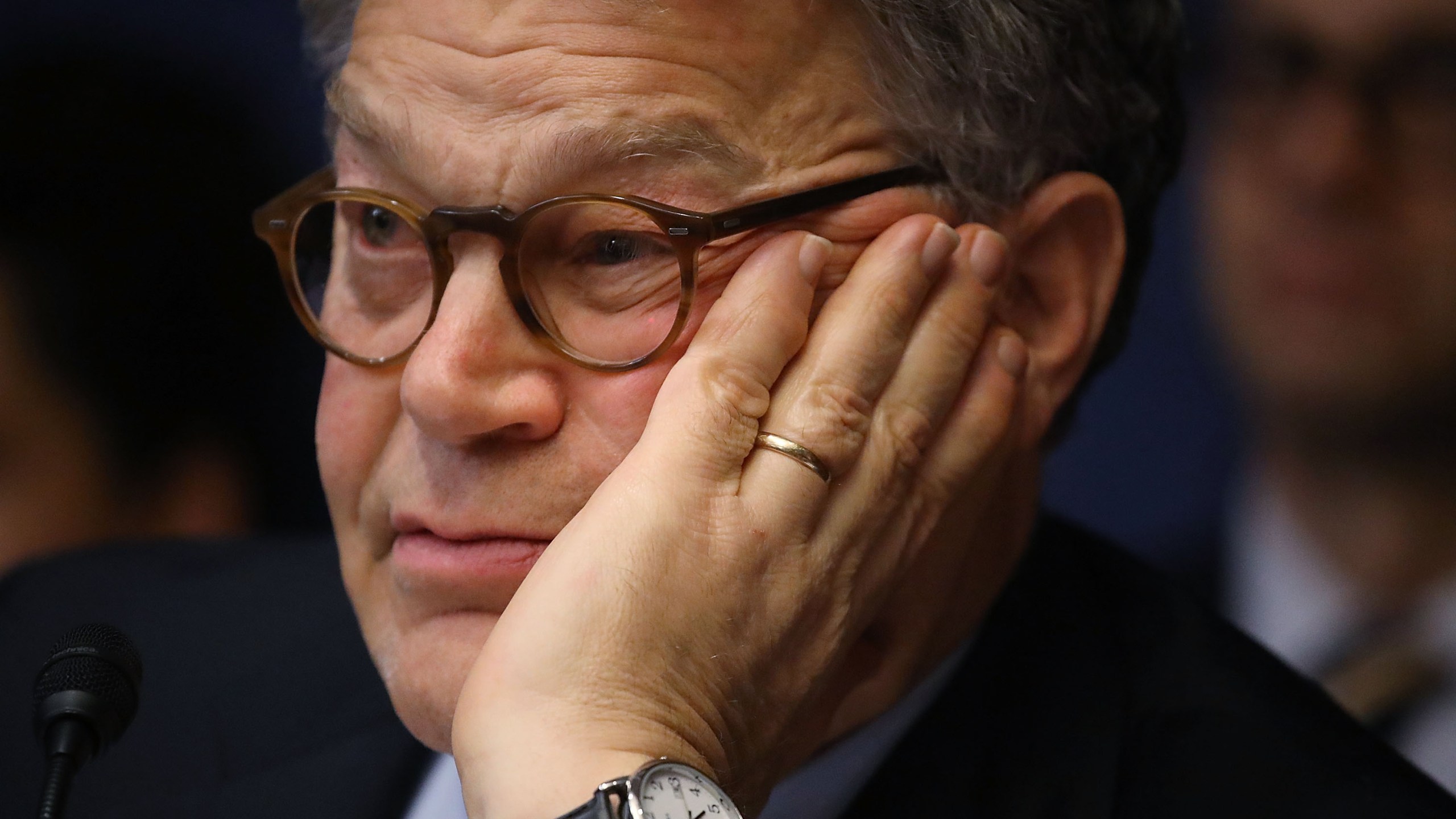 Sen. Al Franken attends a hearing in the Capitol building on July 19, 2017. (Credit: Joe Raedle / Getty Images)