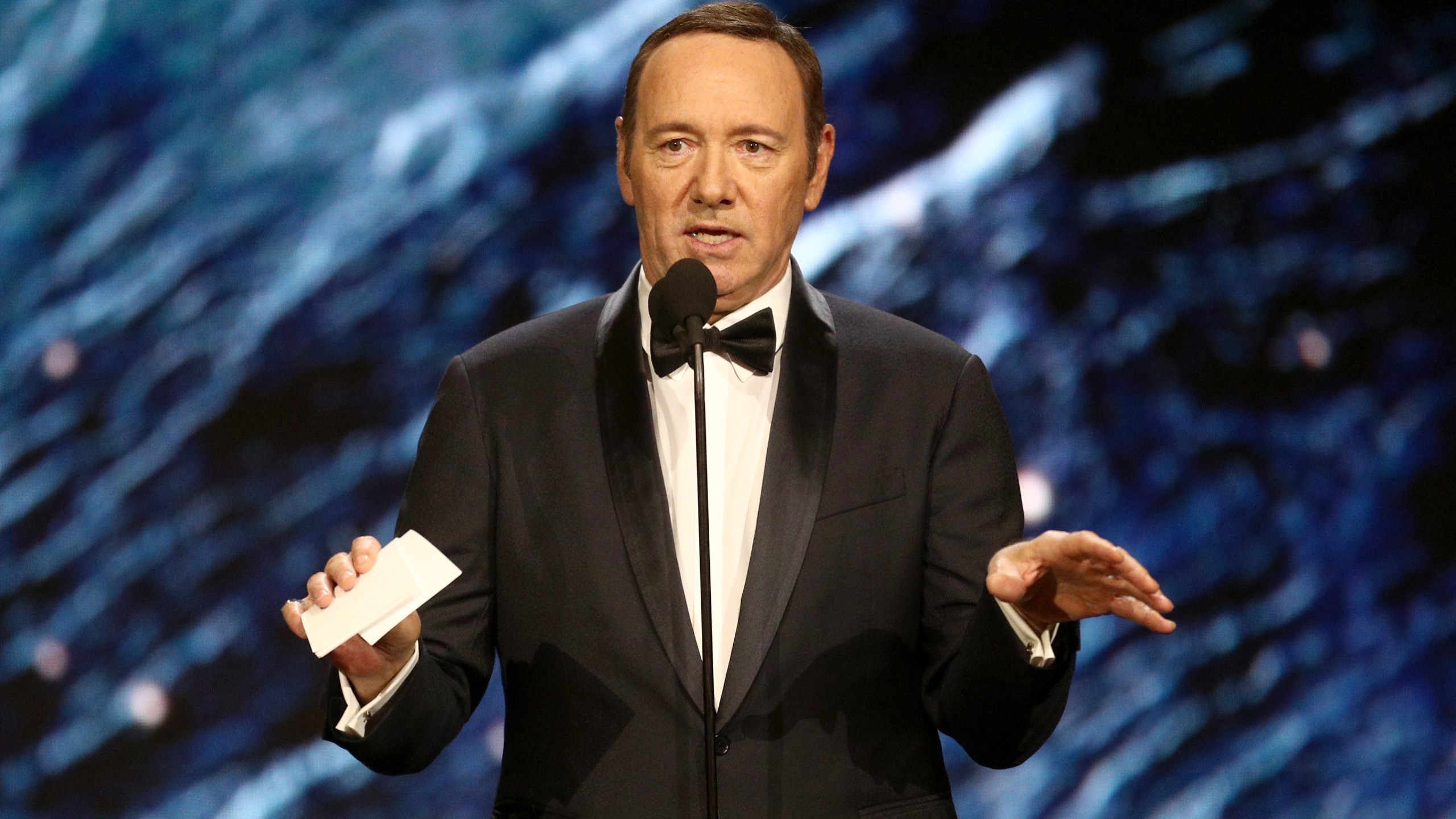 Kevin Spacey onstage to present Britannia Award for Excellence in Television at the 2017 AMD British Academy Britannia Awards at The Beverly Hilton Hotel on Oct. 27, 2017, in Beverly Hills. (Frederick M. Brown/Getty Images)