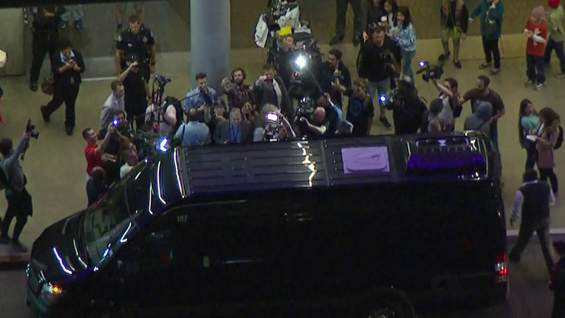 UCLA basketball players arrived at LAX on Nov. 14, 2017, after being detained in China following shoplifting allegations. (Credit: KTLA)