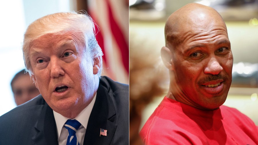 Donald Trump, left, Lavar Ball, right. (Credit: Kevin Dietsch-Pool/Getty Images and STR/AFP/Getty Images)