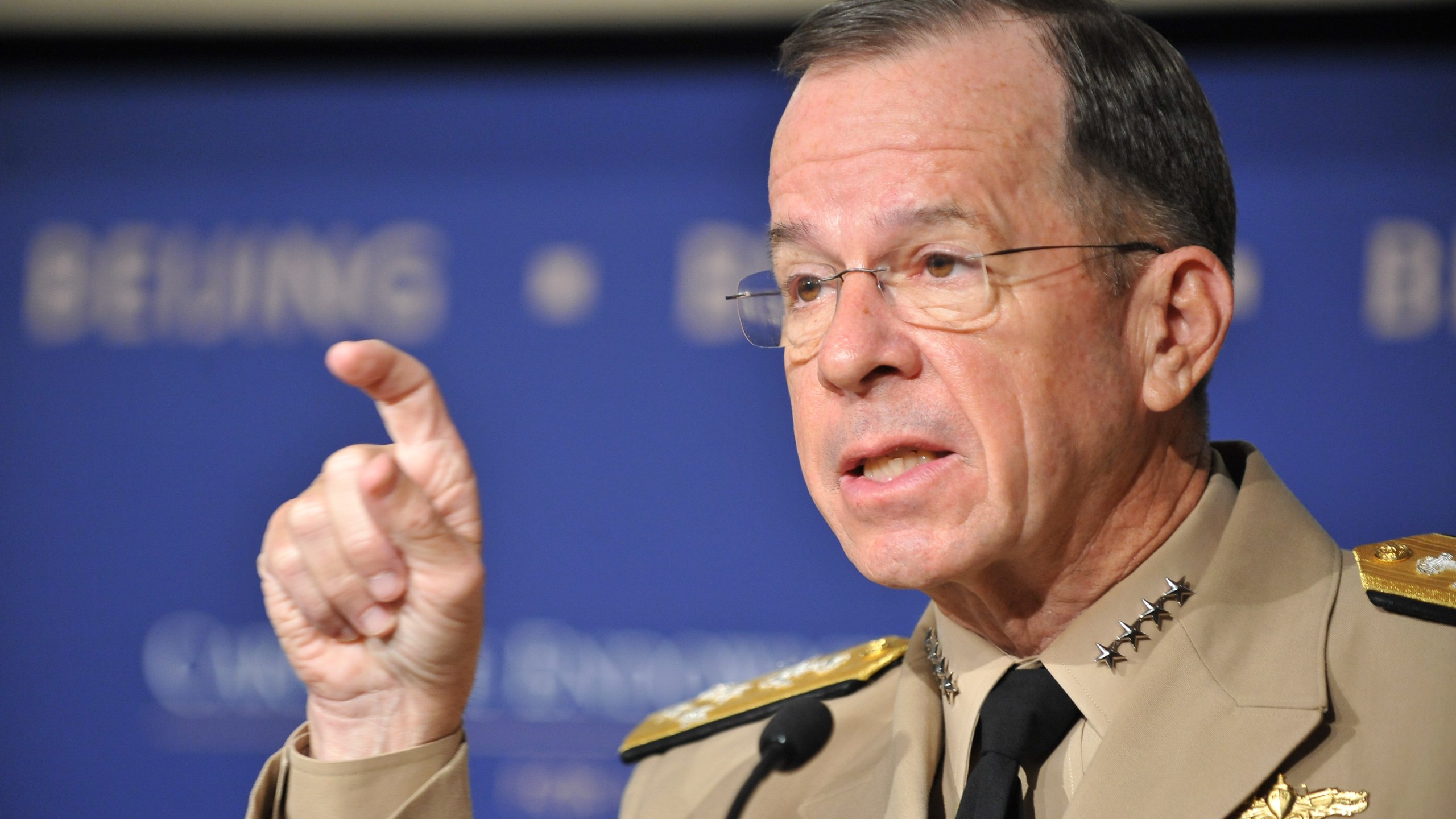 Joint Chiefs of Staff Adm. Mike Mullen speaks at the Carnegie Endowment for International Peace in Washington on Sept. 20, 2011. (Credit: Nicholas Kamm /AFP/Getty Images)