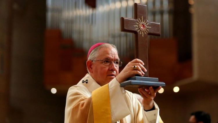 L.A. Archbishop Jose Gomez will lead a bilingual Christmas Eve mass at Our Lady of Angels cathedral in downtown L.A. (Credit: Gary Coronado/ Los Angeles Times)