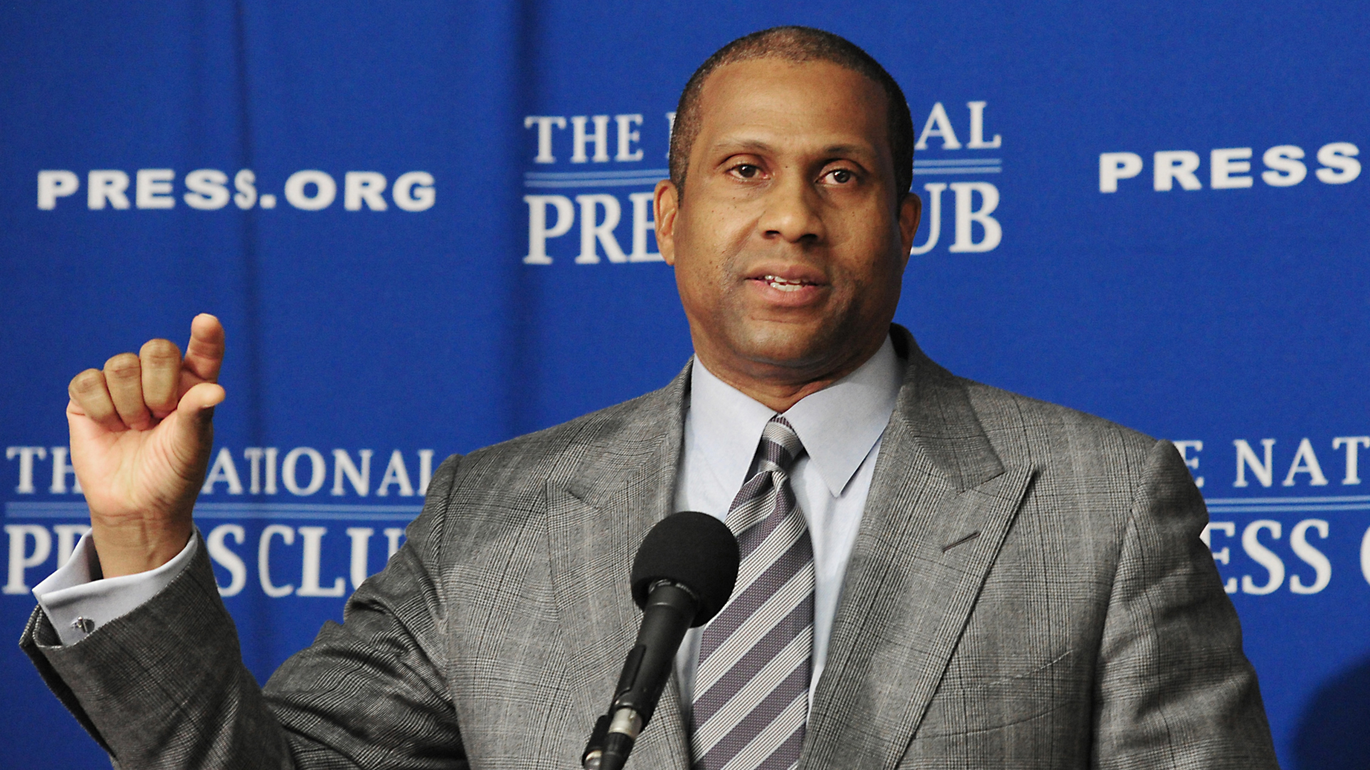 Tavis Smiley speaks during at an event on January 12, 2012 at the National Press Club in Washington, DC. (Credit: KAREN BLEIER/AFP/Getty Images)