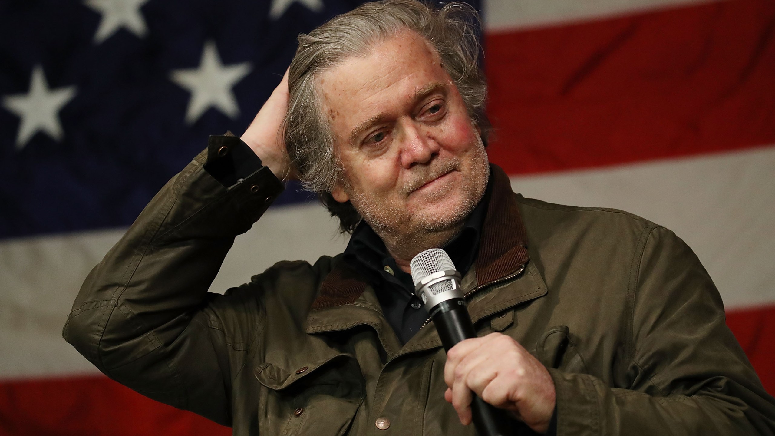 Steve Bannon speaks before introducing Republican Senatorial candidate Roy Moore during a campaign event at Oak Hollow Farm on Dec. 5, 2017 in Fairhope, Alabama. (Credit: Joe Raedle / Getty Images)