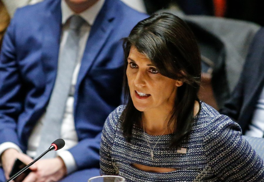 US Ambassador to the UN Nikki Haley speaks after voting on new sanctions against North Korea during a Security Council meeting on December 22, 2017, at UN Headquarters in New York City. (Credit: KENA BETANCUR/AFP/Getty Images)