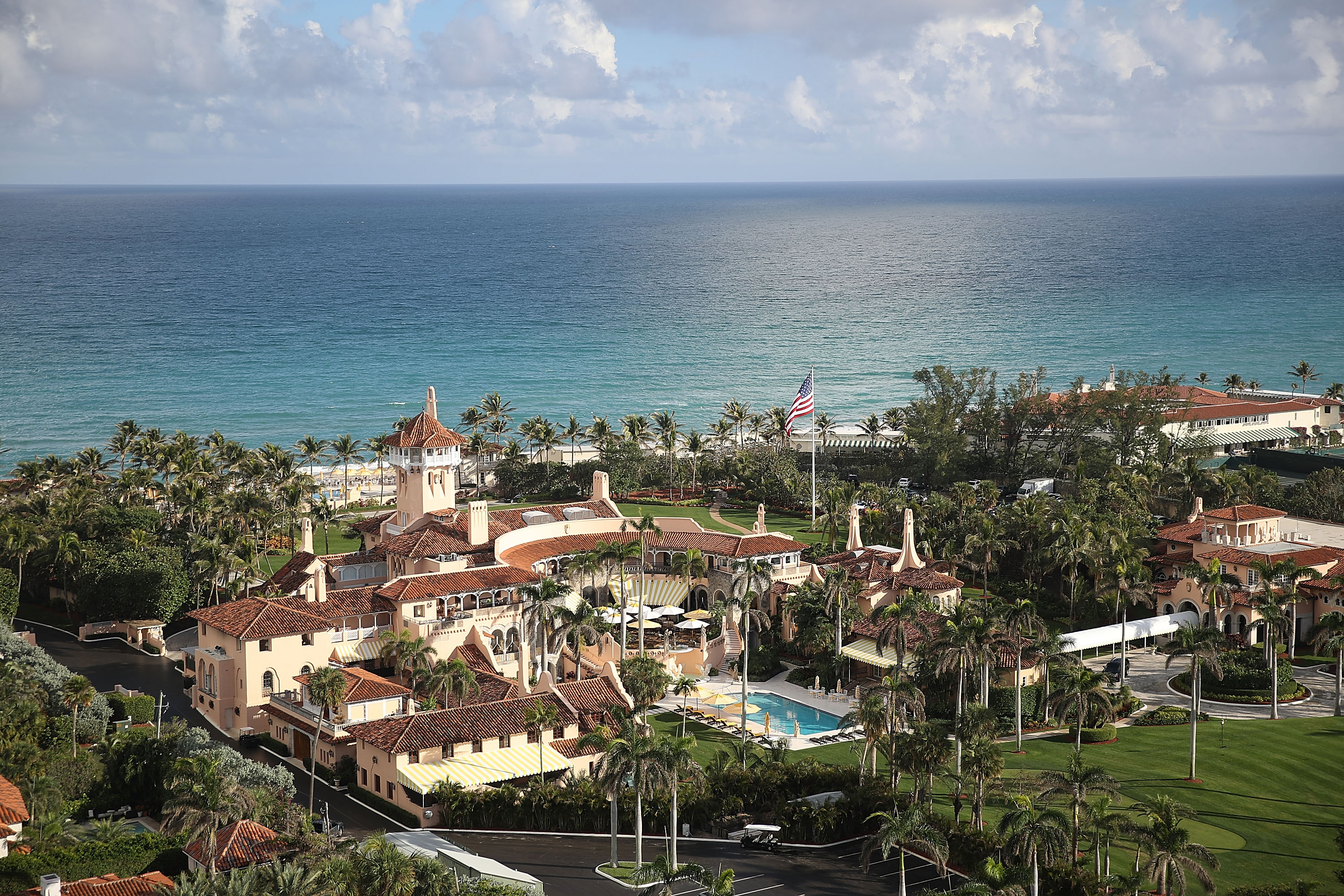 The Atlantic Ocean is seen adjacent to President Donald Trump's beach front Mar-a-Lago resort in Palm Beach, Florida — also sometimes called his Winter White House — on Jan. 11, 2018. (Credit: Joe Raedle / Getty Images)