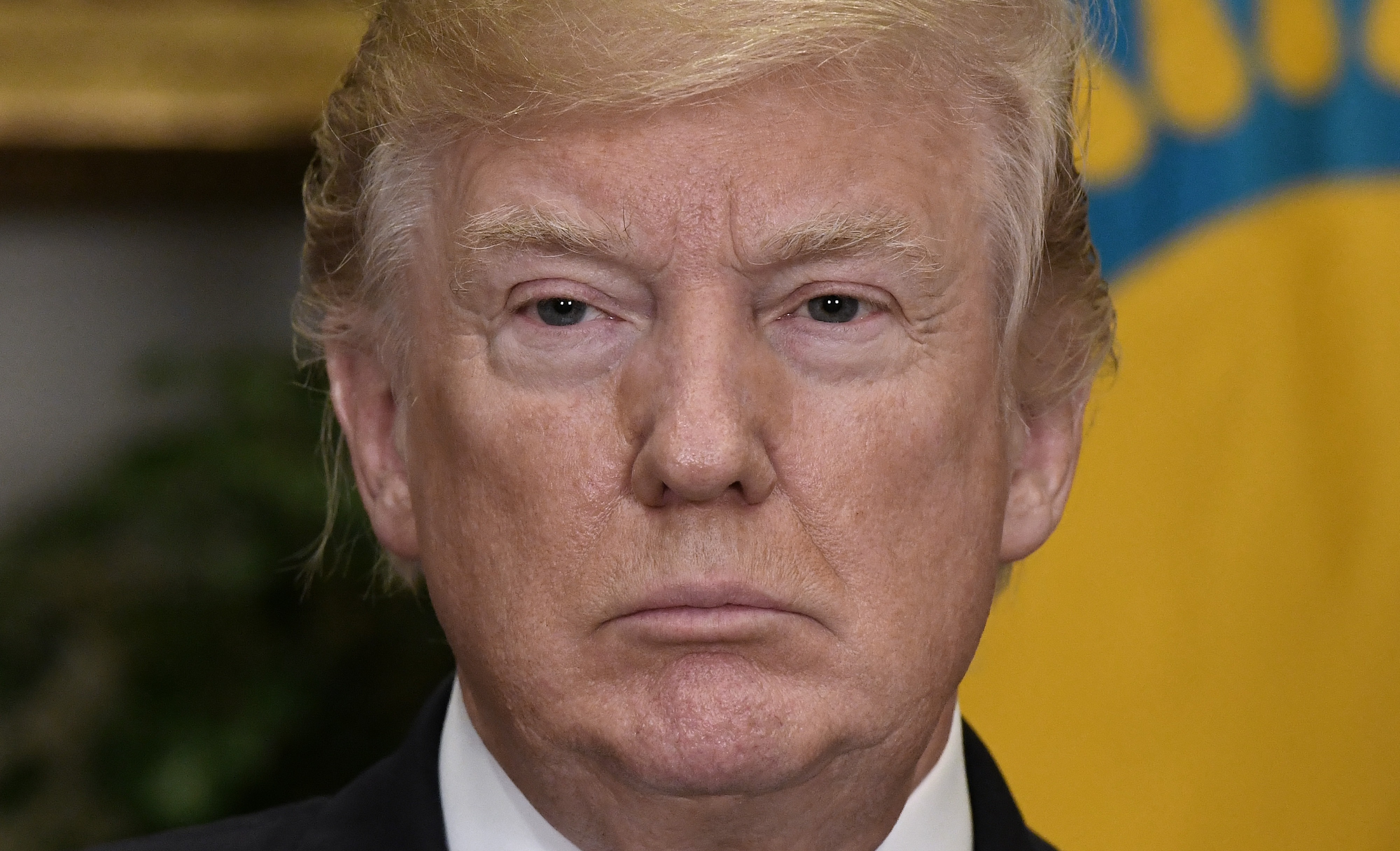 U.S. President Donald Trump listens to President Nursultan Nazarbayev of Kazakhstan during a joint press conference in the Roosevelt Room of the White House January 16, 2018 in Washington, DC. (Credit: Olivier Douliery-Pool/Getty Images)