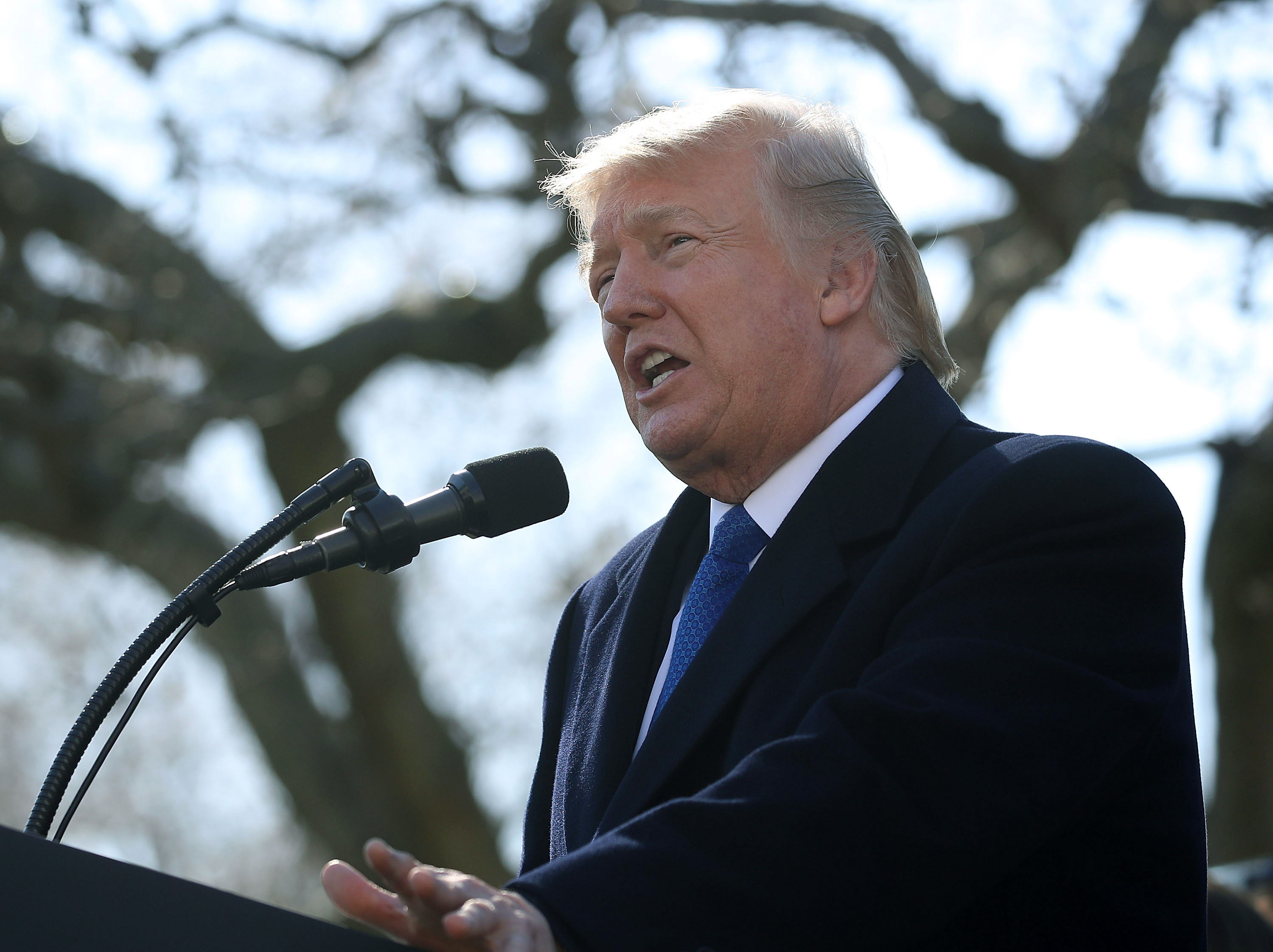 U.S. President Donald Trump speaks to March for Life participants and pro-life leaders in the Rose Garden at the White House on January 19, 2018 in Washington, DC. (Credit: Mark Wilson/Getty Images)