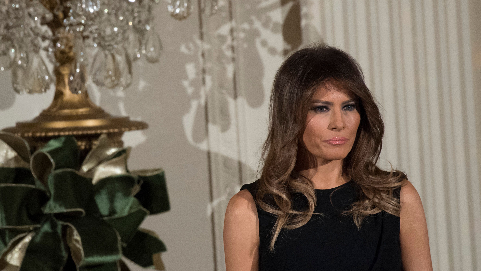 First lady Melania Trump attends a Hanukkah reception in the East Room of the White House in Washington, D.C. on Dec. 7, 2017. (Credit: SAUL LOEB/AFP/Getty Images)