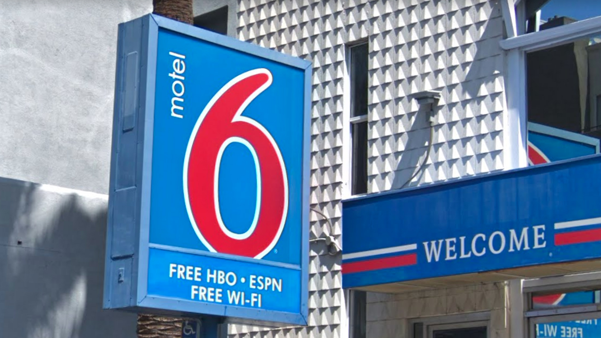 A Motel 6 sign in Hollywood is seen in this image from Google Maps Street View.