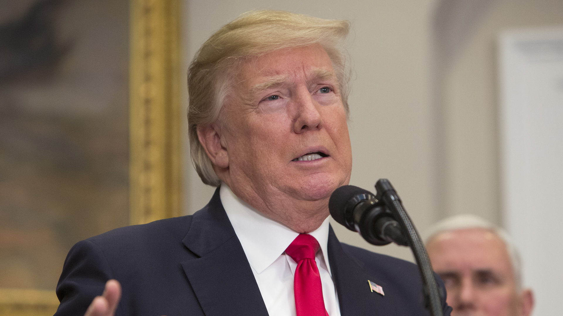 President Donald Trump speaks at the swearing-in ceremony for Alex Azar, the new Secretary of the Department of Health and Human Services, on Jan. 29, 2018, at The White House. (Credit: Chris Kleponis / Getty Images)