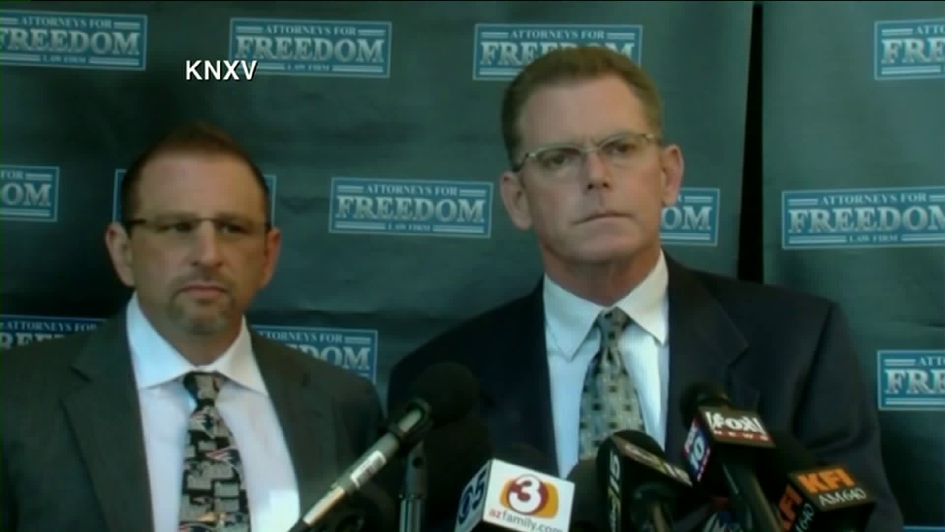 Douglas Haig, right, appears alongside his attorney at a news conference on Feb. 2, 2018. (Credit: KNXV via CNN)