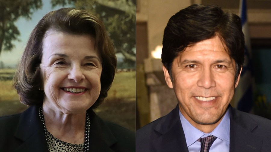 U.S. Sen. Dianne Feinstein and State Sen. Kevin de Léon are seen in file photos.