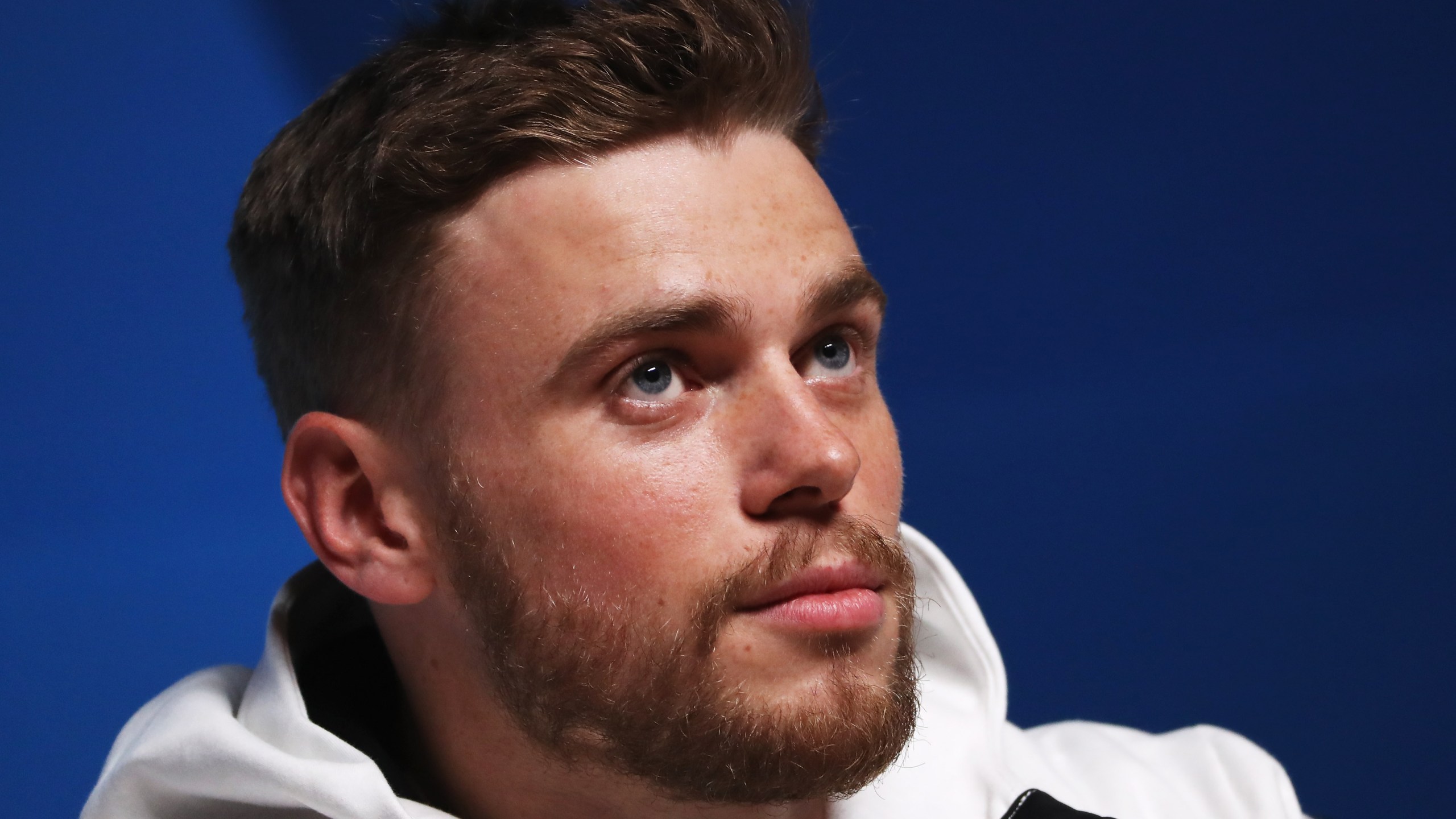 United States freestyle skier Gus Kenworthy answers questions at a press conference during the PyeongChang 2018 Winter Olympics on Feb. 11, 2018. (Credit: Ker Robertson / Getty Images)