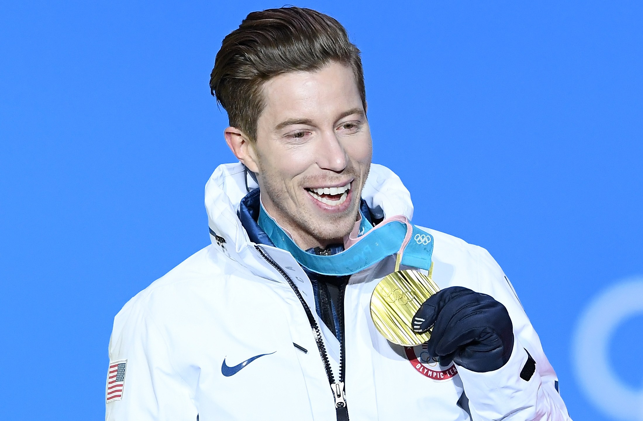 Gold medalist Shaun White of the United States poses during the medal ceremony for the Snowboard Men's Halfpipe Final on February 14, 2018 in Pyeongchang-gun, South Korea. (Credit: Quinn Rooney/Getty Images)