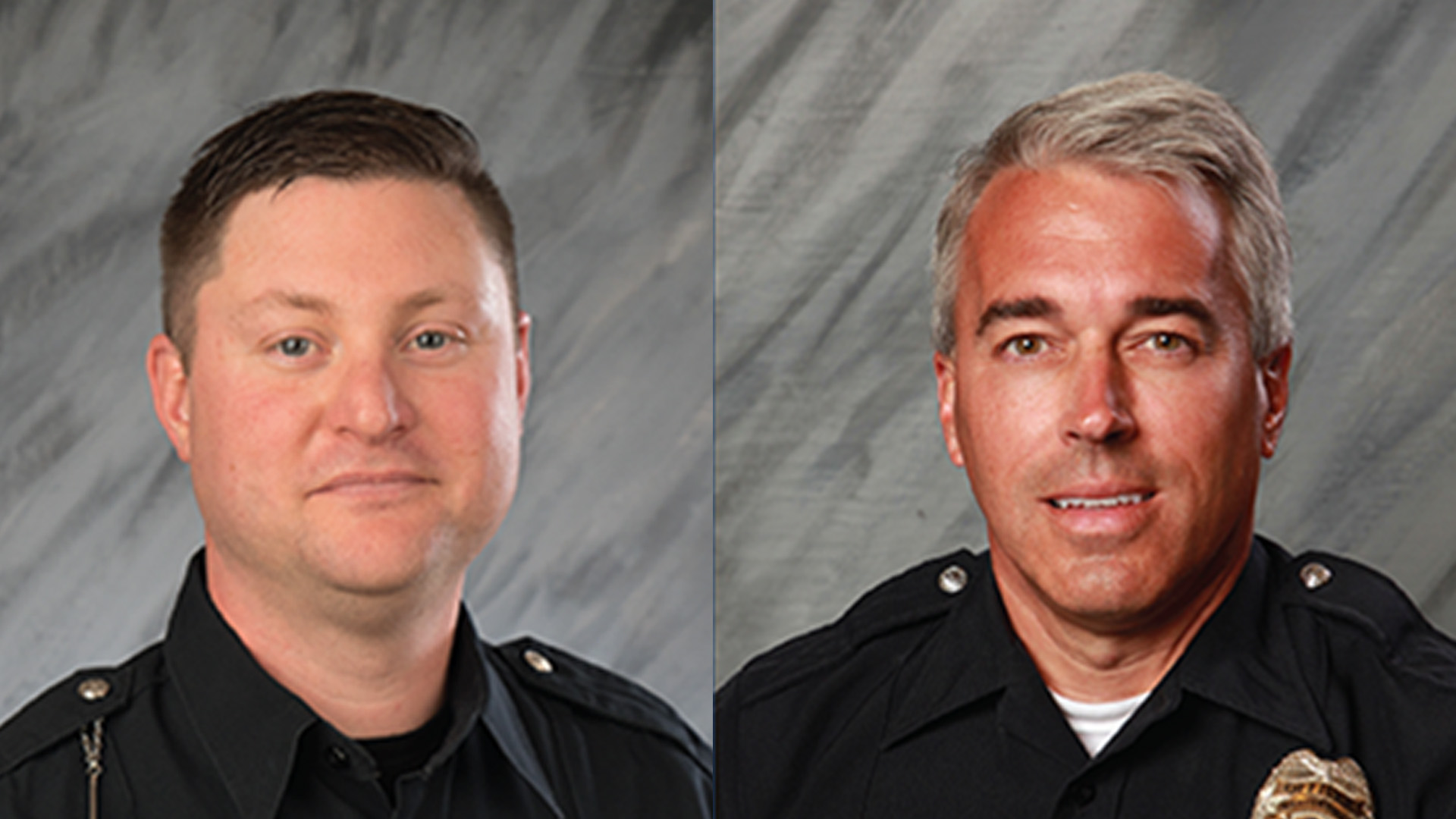 Officers Eric Joering and Anthony Morelli are seen in these photos posted on Twitter by the city of Westerville, Ohio on Feb. 11, 2018.