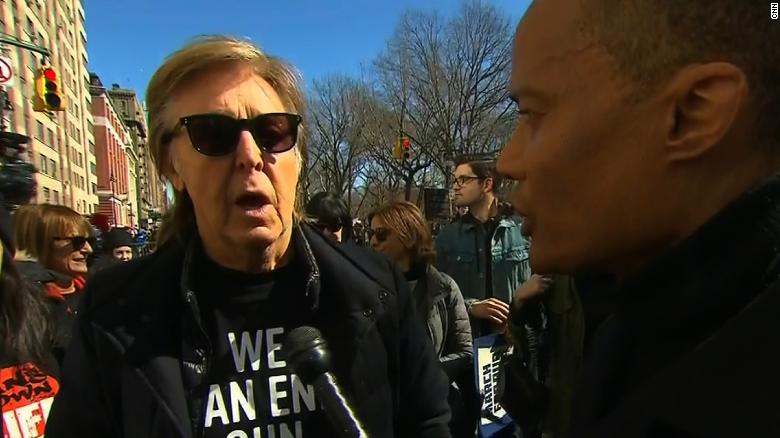 Paul McCartney attended the New York March for Our Lives event on March 24, 2018. (Credit: CNN)