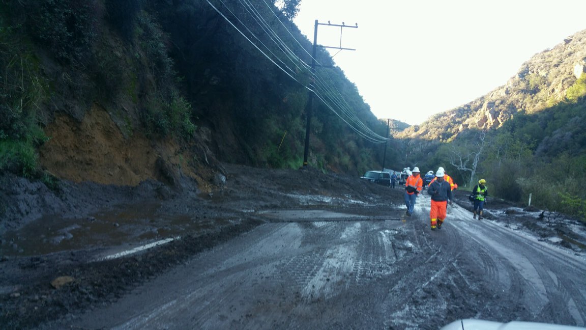 Caltrans released this image of a mudslide on Topanga Canyon Boulevard on March 15, 2018.