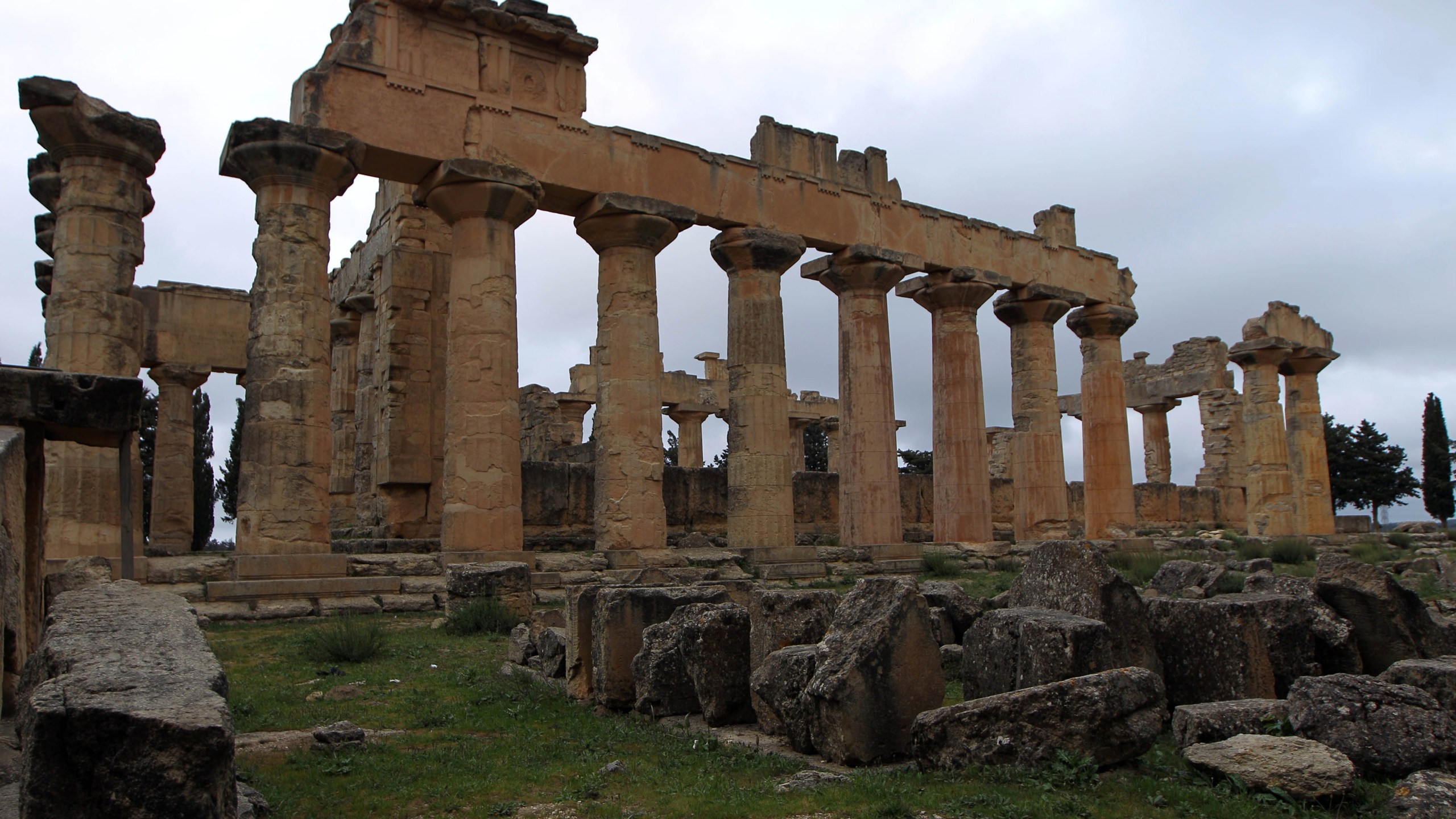 A general view taken on April 7, 2015 shows ruins at the archaeological site of the ancient Greek city of Cyrene, a colony of the Greeks of Thera (Santorini) and a principal city in the Hellenic world founded in 630 BC, located in the suburbs of the Libyan eastern town of Shahat, east of Benghazi. (Credit: ABDULLAH DOMA/AFP/Getty Images)