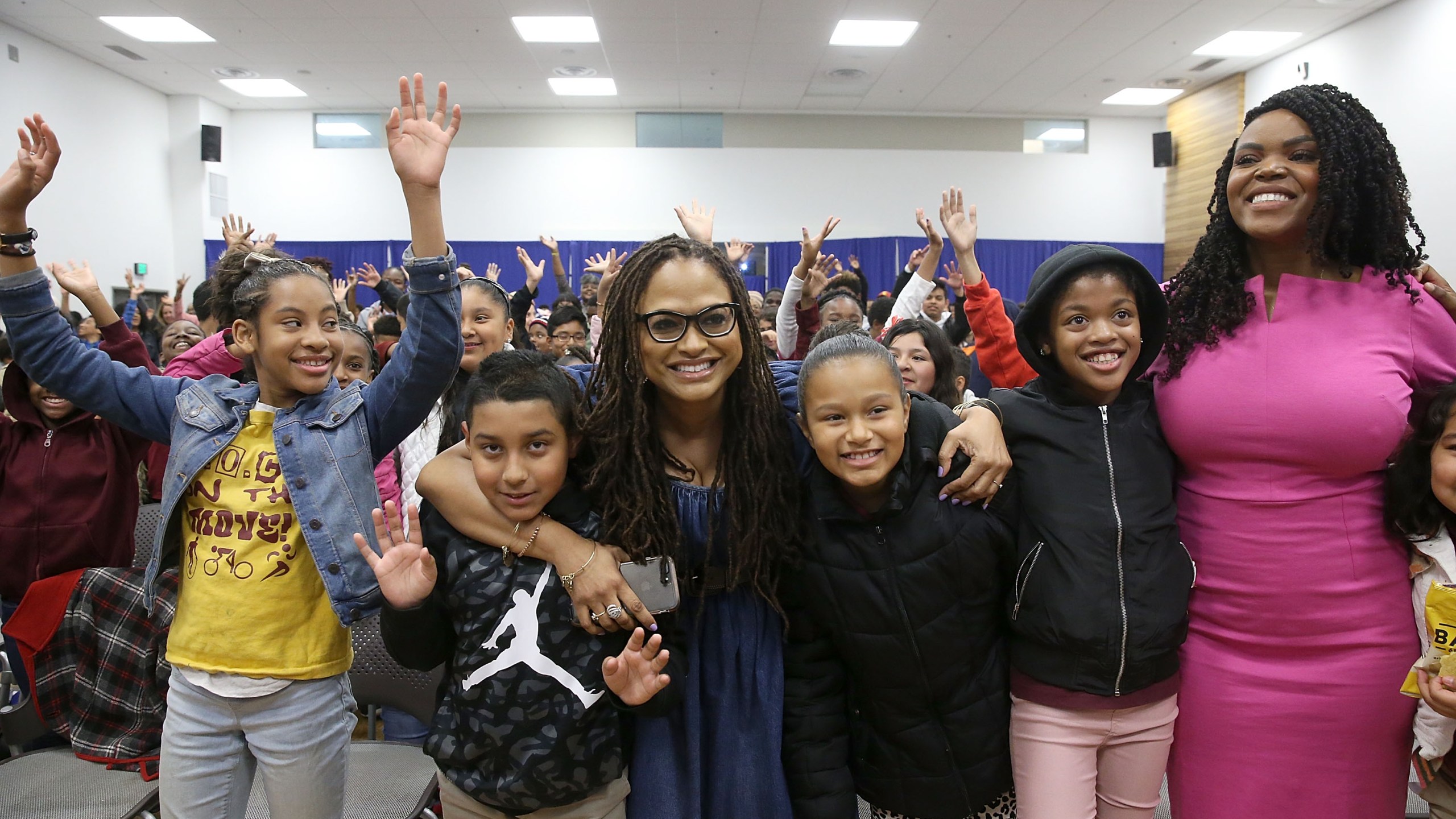 Director Ava DuVernay and Compton Mayor Aja Brown attend a special advance private screening of "A Wrinkle in Time" attended by students from various middle schools around the city of Compton on March 2, 2018. (Credit: Jesse Grant/Getty Images for Disney)