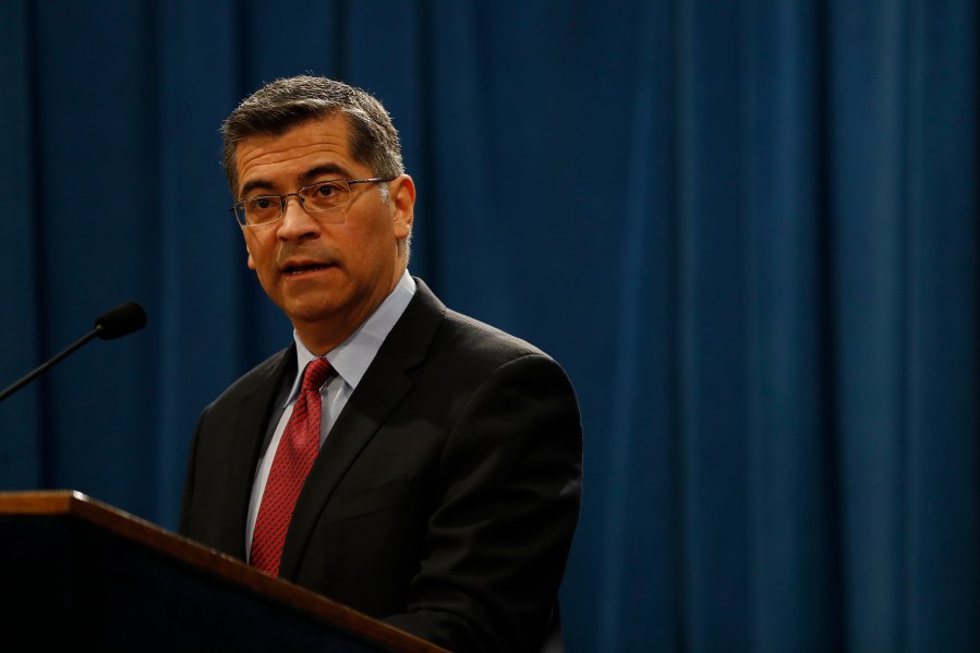 California Attorney General Xavier Becerra speaks during a press conference in Sacramento on March 7, 2018. (Credit: Stephen Lam/Getty Images)