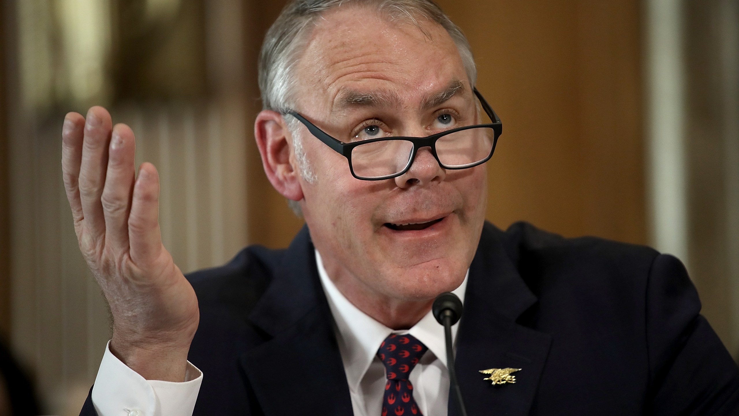 Interior Secretary Ryan Zinke testifies before the Senate Energy and Natural Resources Committee, March 13, 2018. (Credit: Win McNamee / Getty Images)