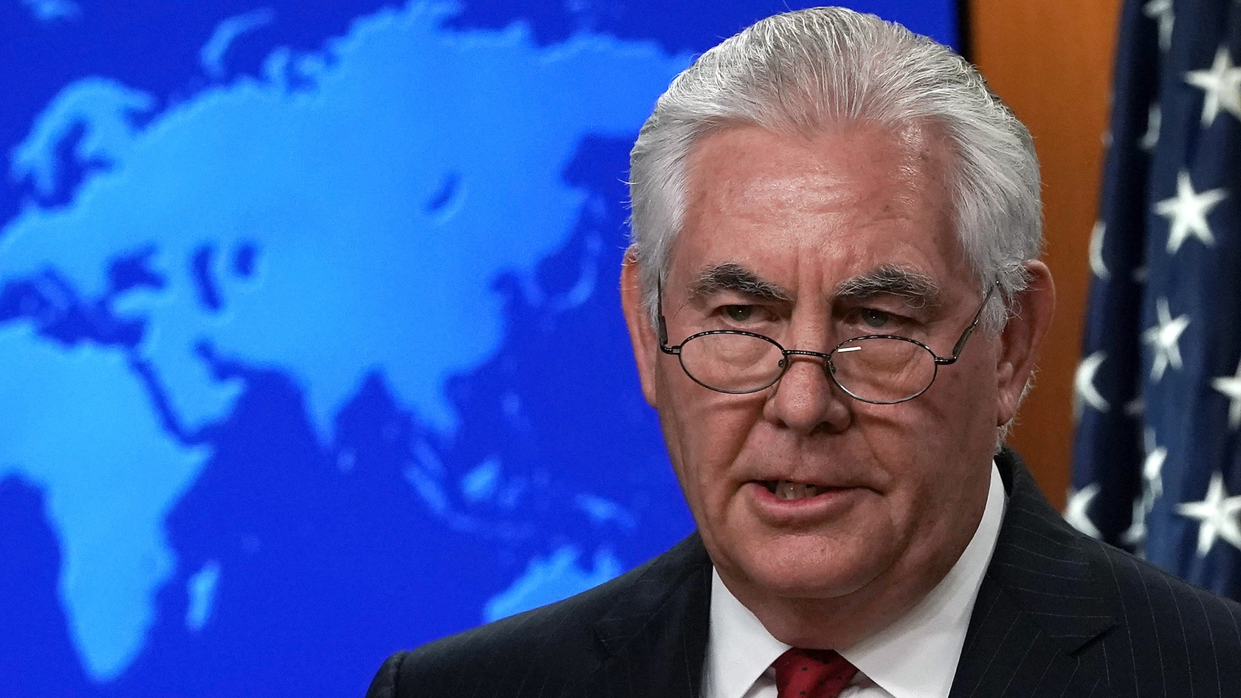 Outgoing U.S. Secretary of State Rex Tillerson makes a statement on his departure from the State Department on March 13, 2018. (Credit: Alex Wong/Getty Images)